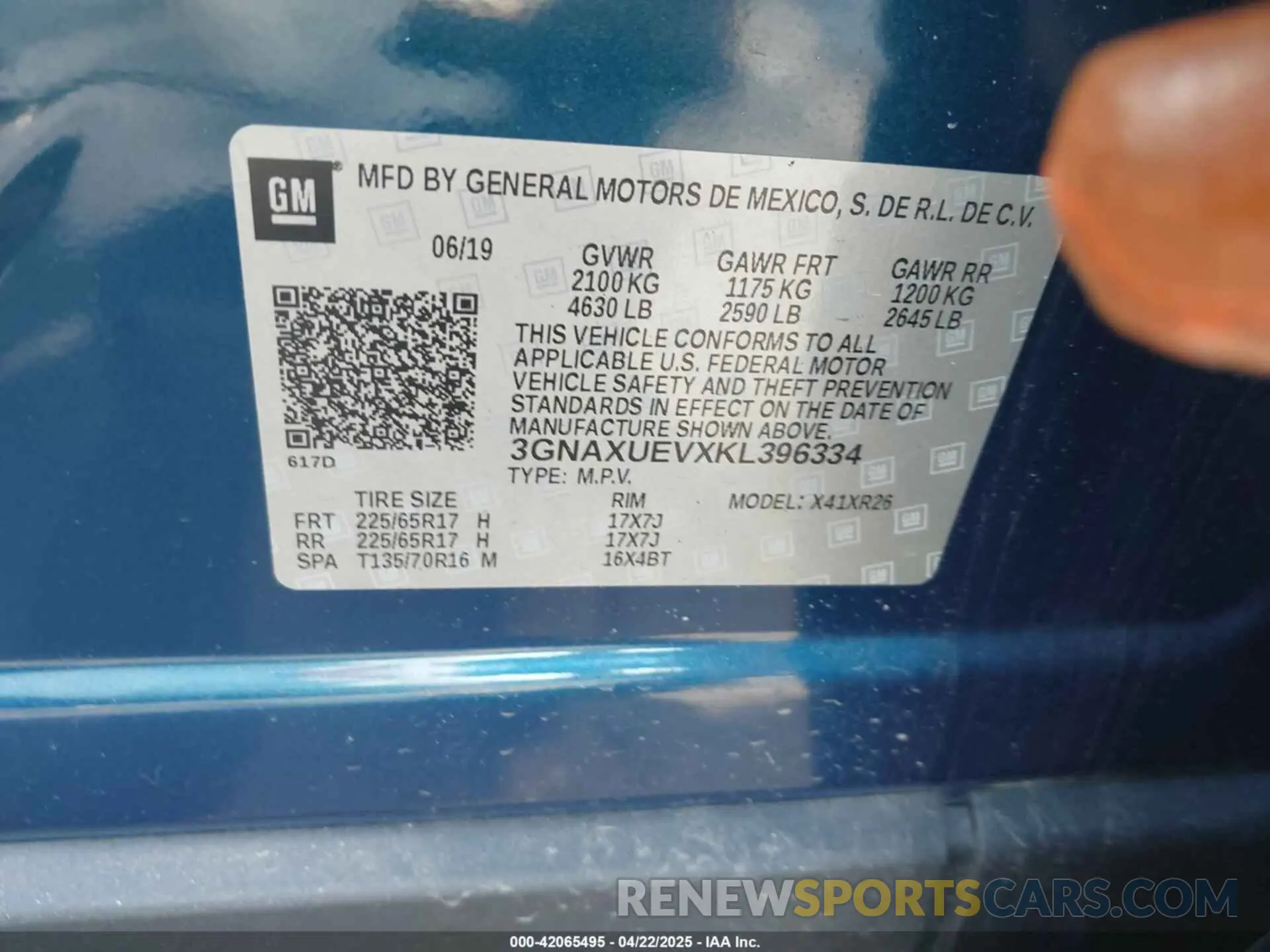 9 Photograph of a damaged car 3GNAXUEVXKL396334 CHEVROLET EQUINOX 2019