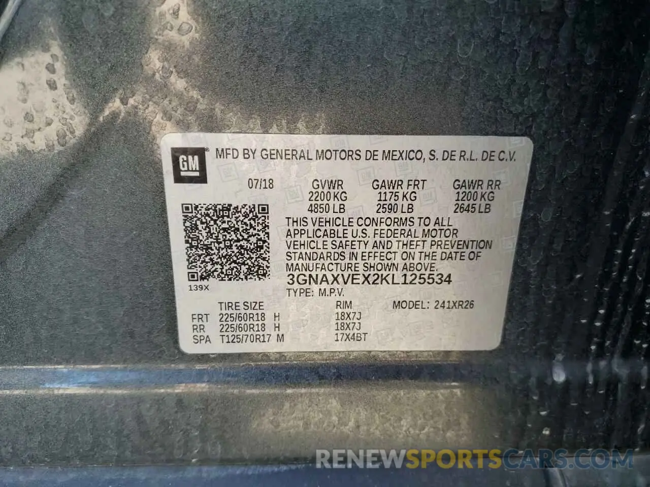 13 Photograph of a damaged car 3GNAXVEX2KL125534 CHEVROLET EQUINOX 2019