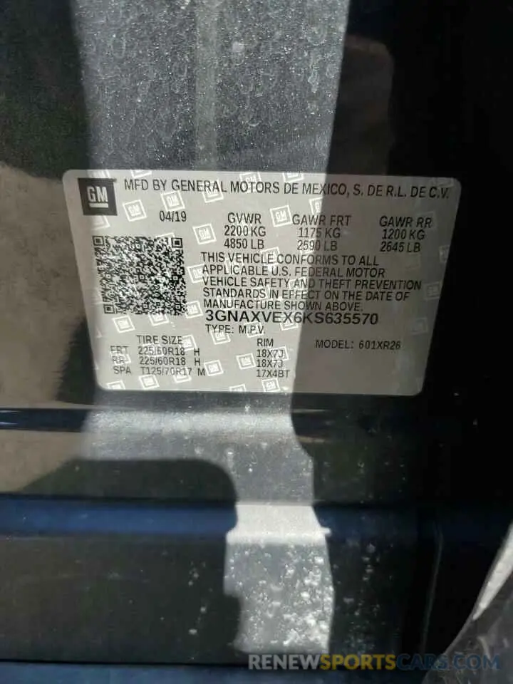13 Фотография поврежденного автомобиля 3GNAXVEX6KS635570 CHEVROLET EQUINOX 2019