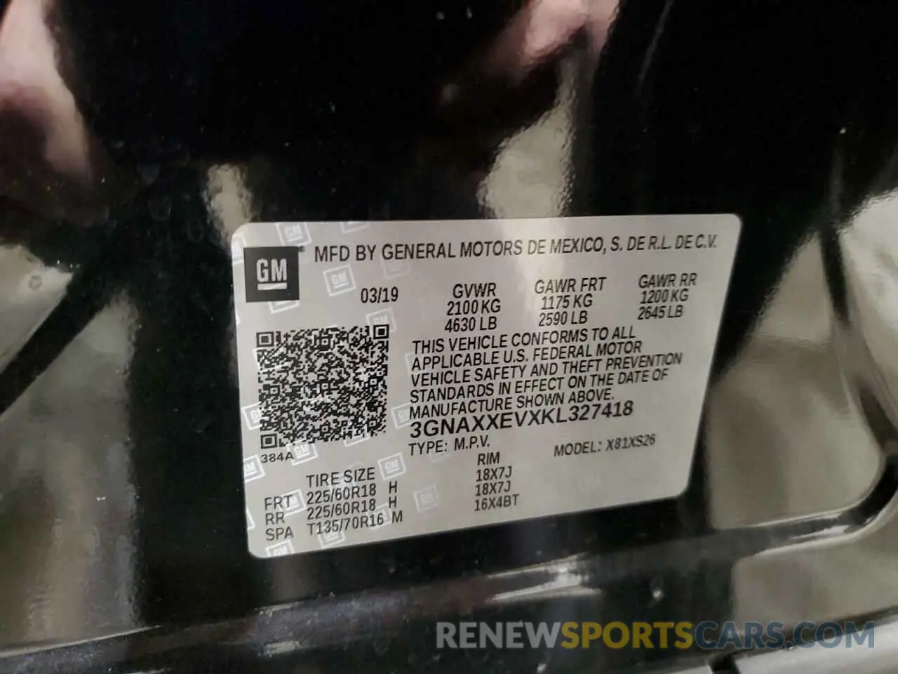 15 Photograph of a damaged car 3GNAXXEVXKL327418 CHEVROLET EQUINOX 2019