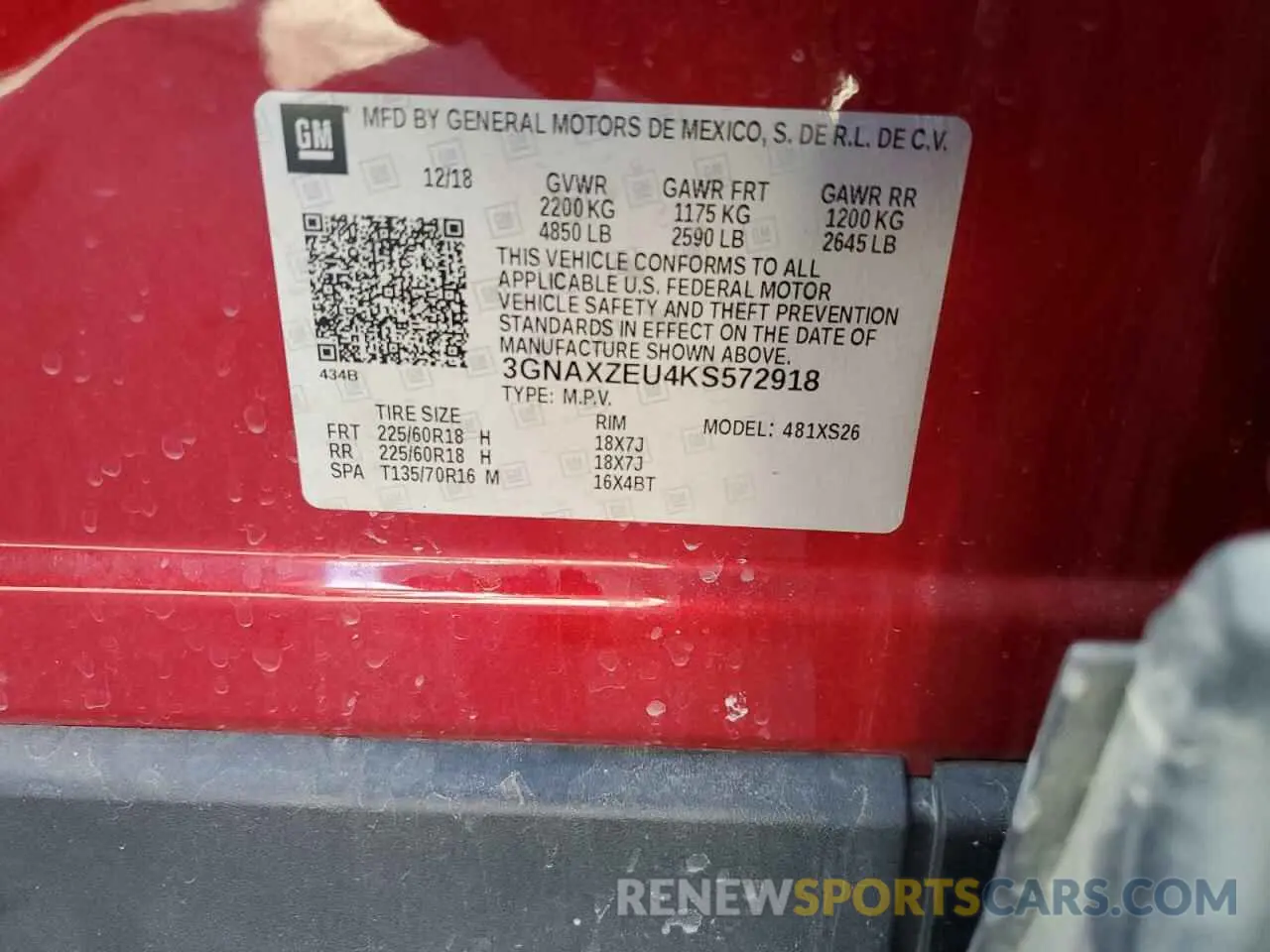 15 Фотография поврежденного автомобиля 3GNAXZEU4KS572918 CHEVROLET EQUINOX 2019