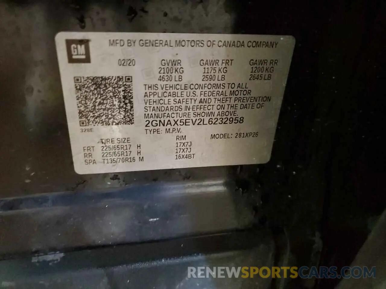 13 Фотография поврежденного автомобиля 2GNAX5EV2L6232958 CHEVROLET EQUINOX 2020