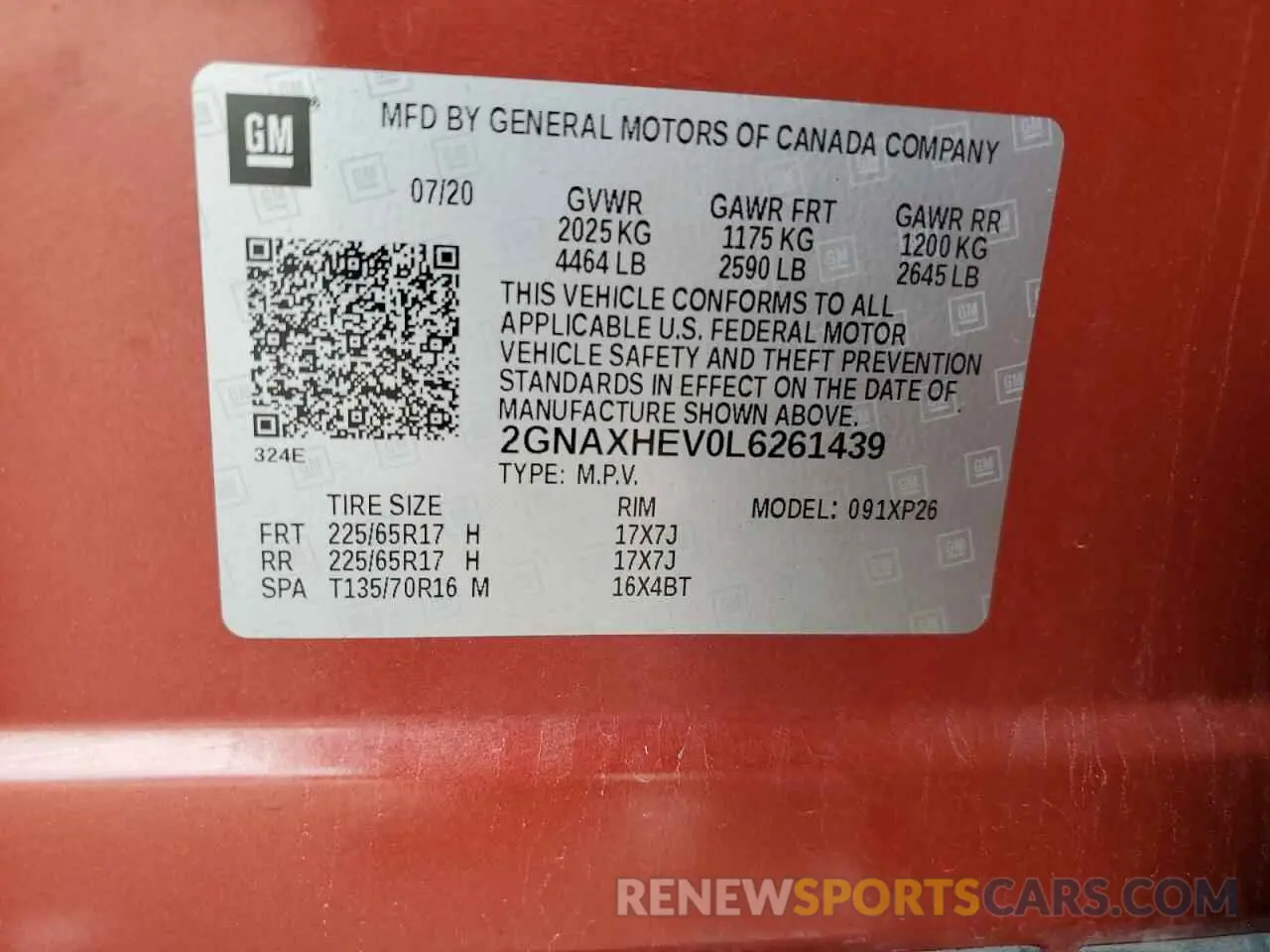 15 Фотография поврежденного автомобиля 2GNAXHEV0L6261439 CHEVROLET EQUINOX 2020