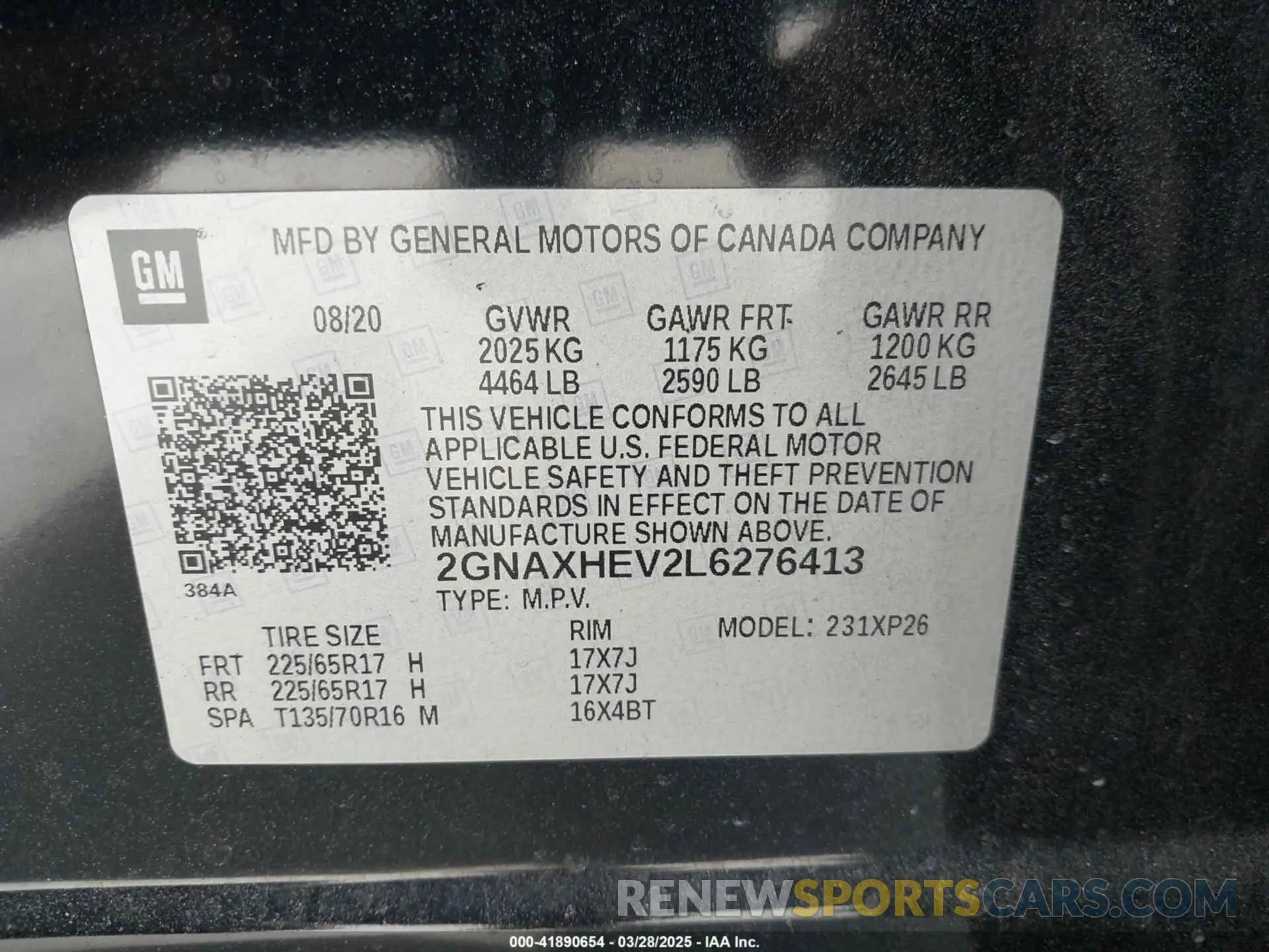 9 Фотография поврежденного автомобиля 2GNAXHEV2L6276413 CHEVROLET EQUINOX 2020