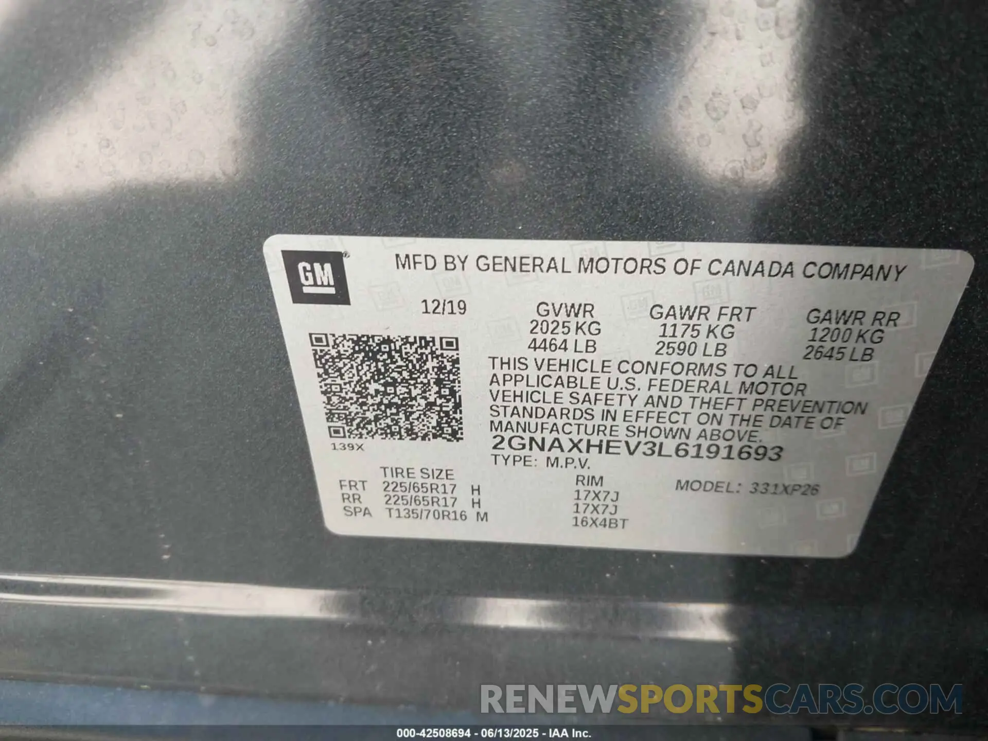 9 Photograph of a damaged car 2GNAXHEV3L6191693 CHEVROLET EQUINOX 2020