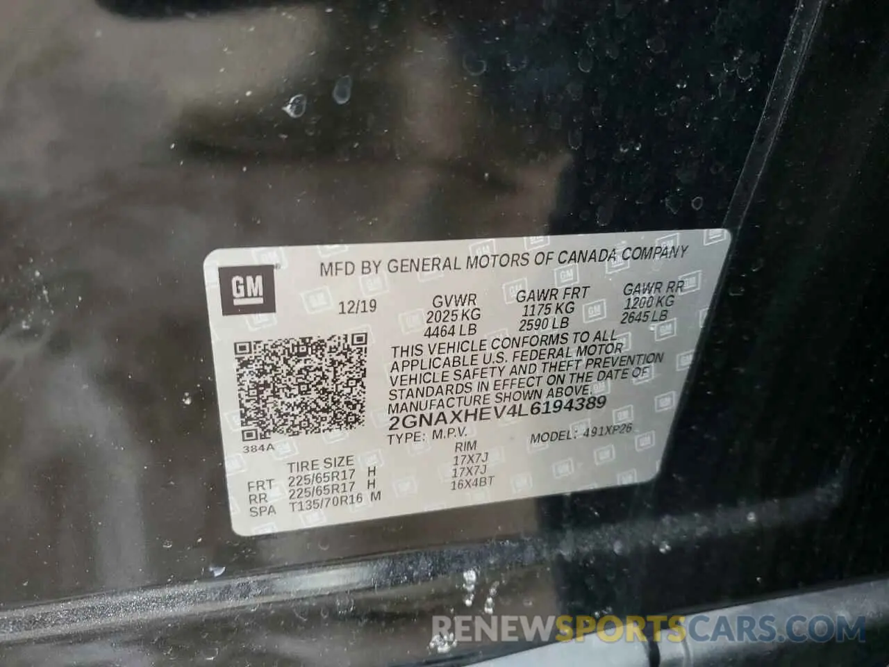 12 Photograph of a damaged car 2GNAXHEV4L6194389 CHEVROLET EQUINOX 2020