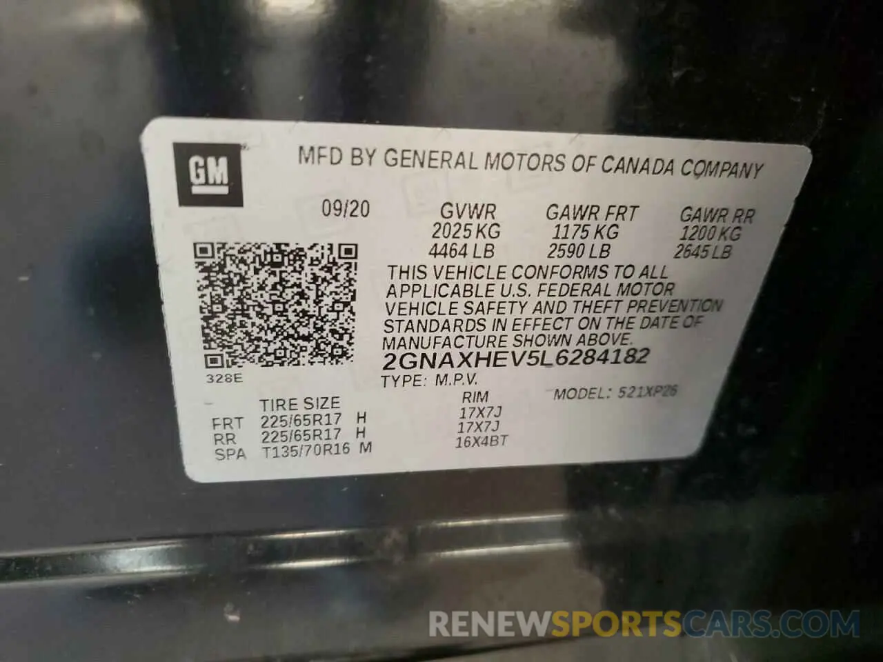 13 Photograph of a damaged car 2GNAXHEV5L6284182 CHEVROLET EQUINOX 2020
