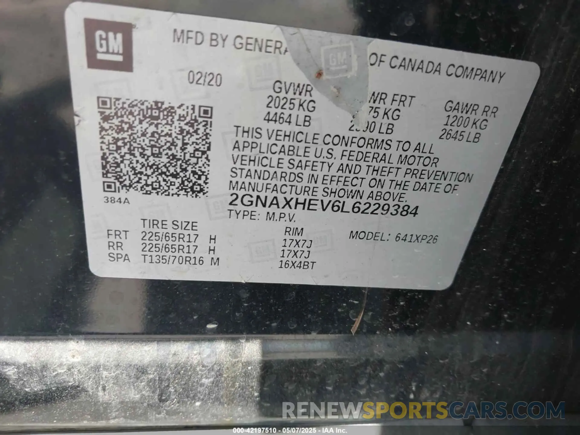 9 Photograph of a damaged car 2GNAXHEV6L6229384 CHEVROLET EQUINOX 2020