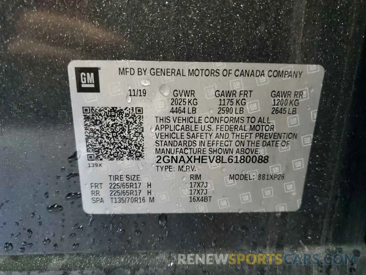 13 Photograph of a damaged car 2GNAXHEV8L6180088 CHEVROLET EQUINOX 2020