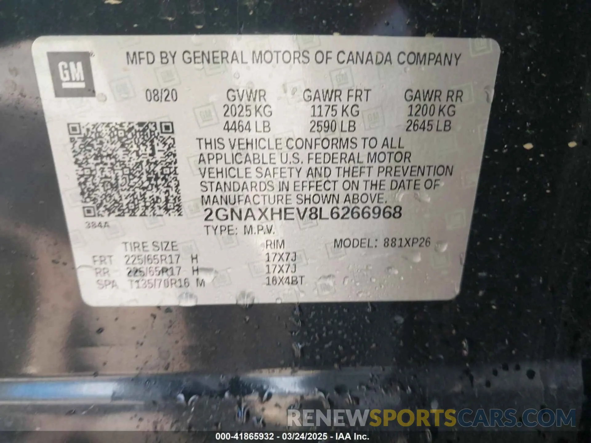 9 Photograph of a damaged car 2GNAXHEV8L6266968 CHEVROLET EQUINOX 2020