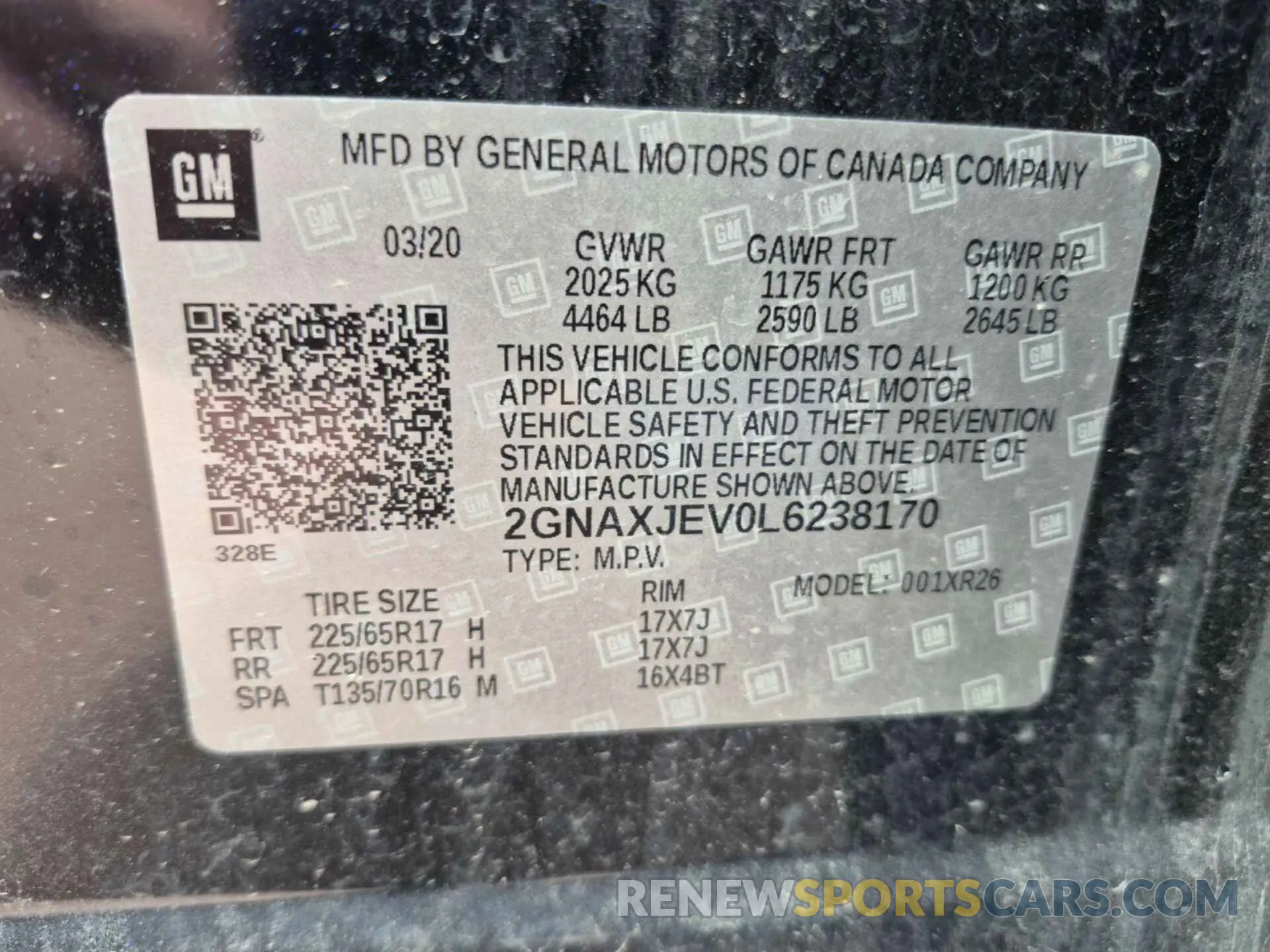 19 Photograph of a damaged car 2GNAXJEV0L6238170 CHEVROLET EQUINOX 2020