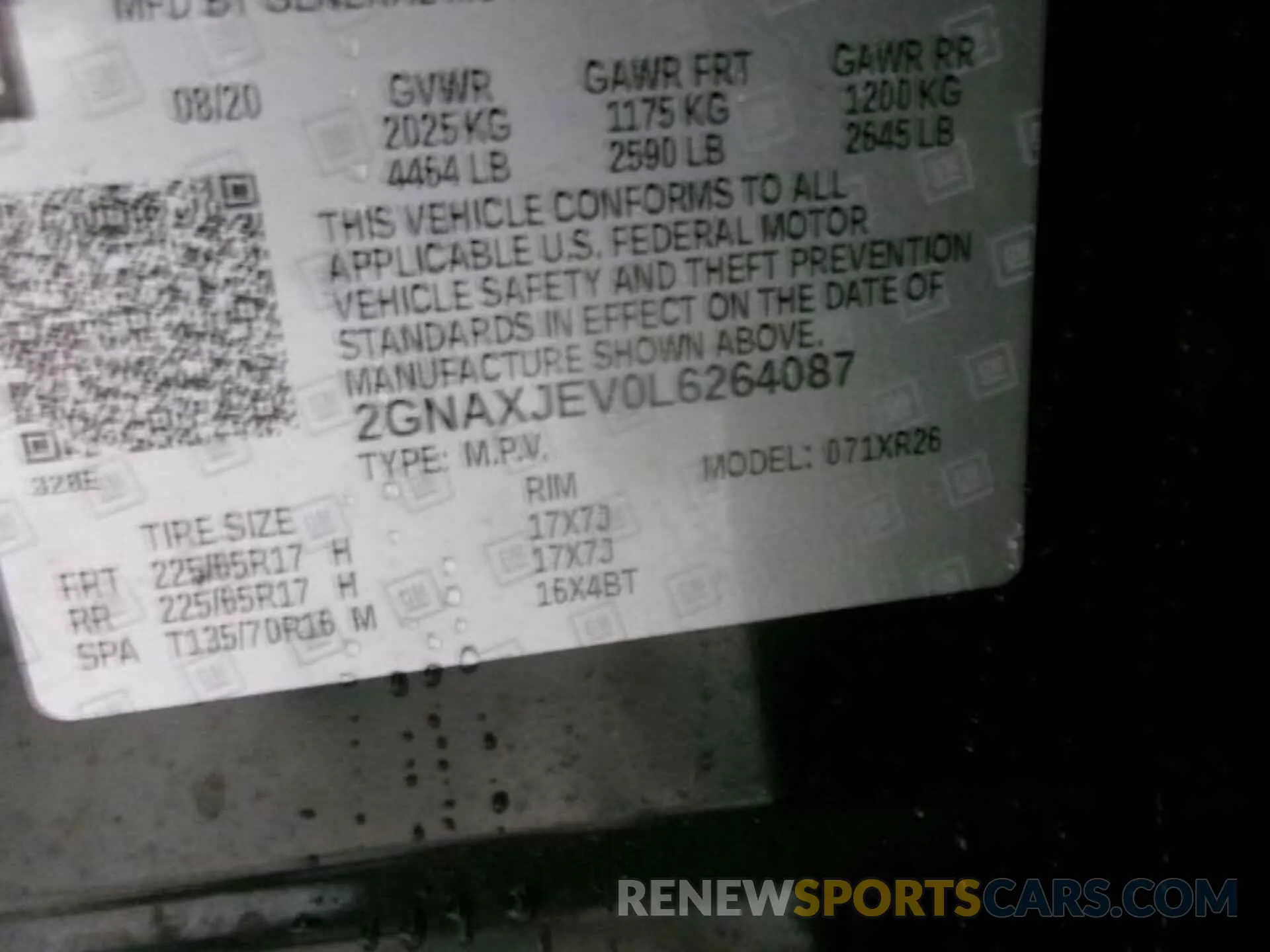18 Photograph of a damaged car 2GNAXJEV0L6264087 CHEVROLET EQUINOX 2020