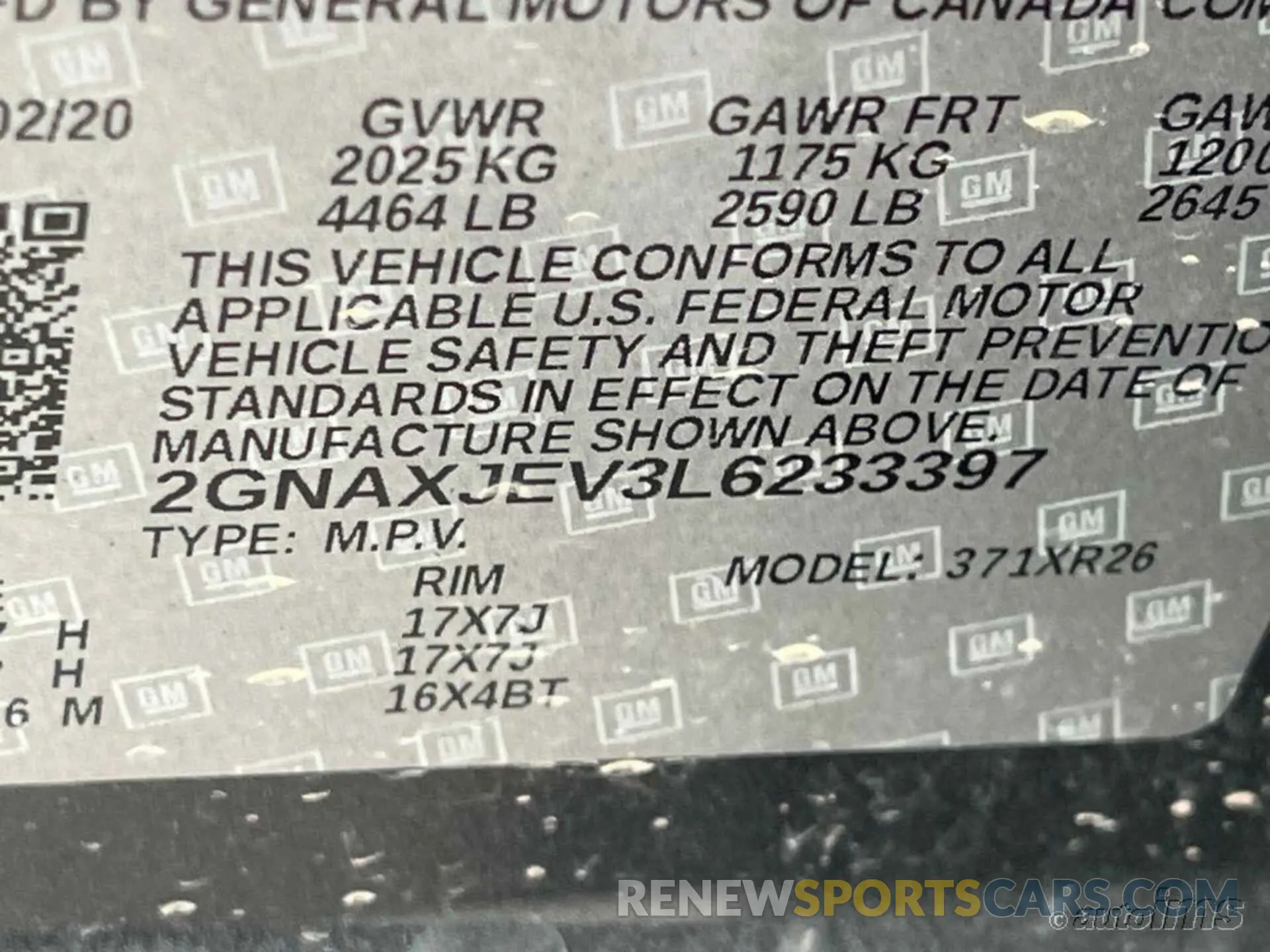 3 Фотография поврежденного автомобиля 2GNAXJEV3L6233397 CHEVROLET EQUINOX 2020