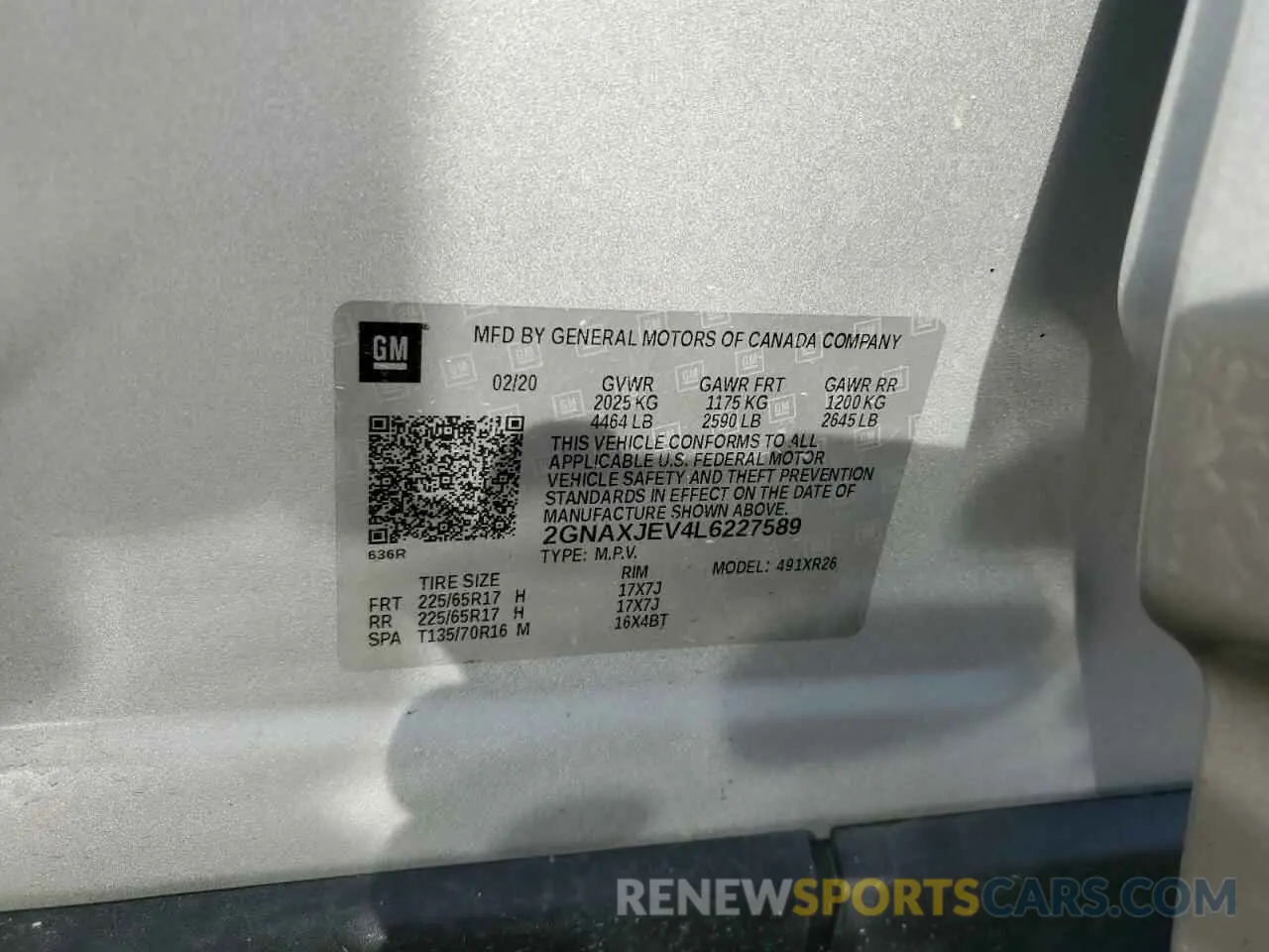14 Фотография поврежденного автомобиля 2GNAXJEV4L6227589 CHEVROLET EQUINOX 2020