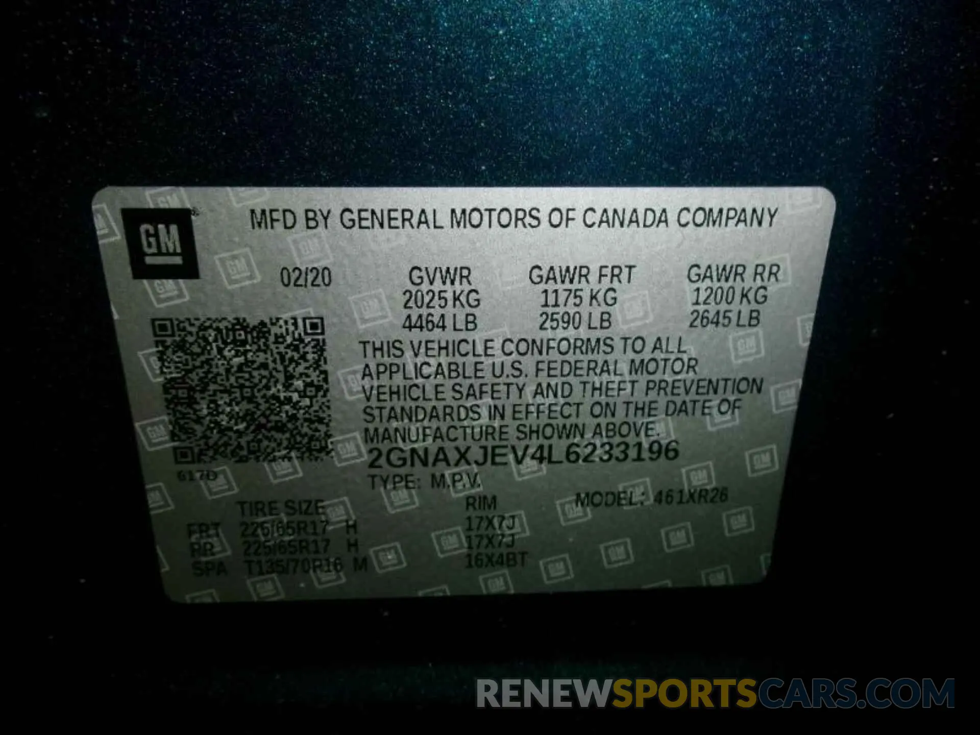 17 Photograph of a damaged car 2GNAXJEV4L6233196 CHEVROLET EQUINOX 2020