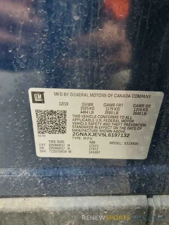 13 Photograph of a damaged car 2GNAXJEV5L6197132 CHEVROLET EQUINOX 2020