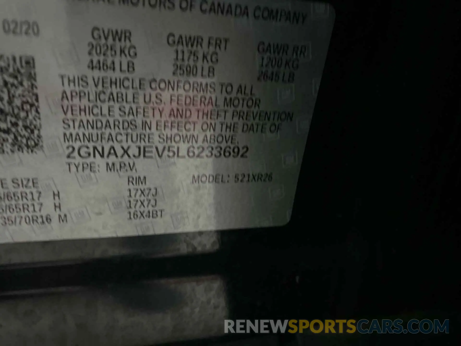 23 Фотография поврежденного автомобиля 2GNAXJEV5L6233692 CHEVROLET EQUINOX 2020