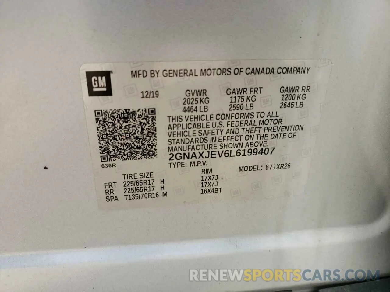 13 Фотография поврежденного автомобиля 2GNAXJEV6L6199407 CHEVROLET EQUINOX 2020