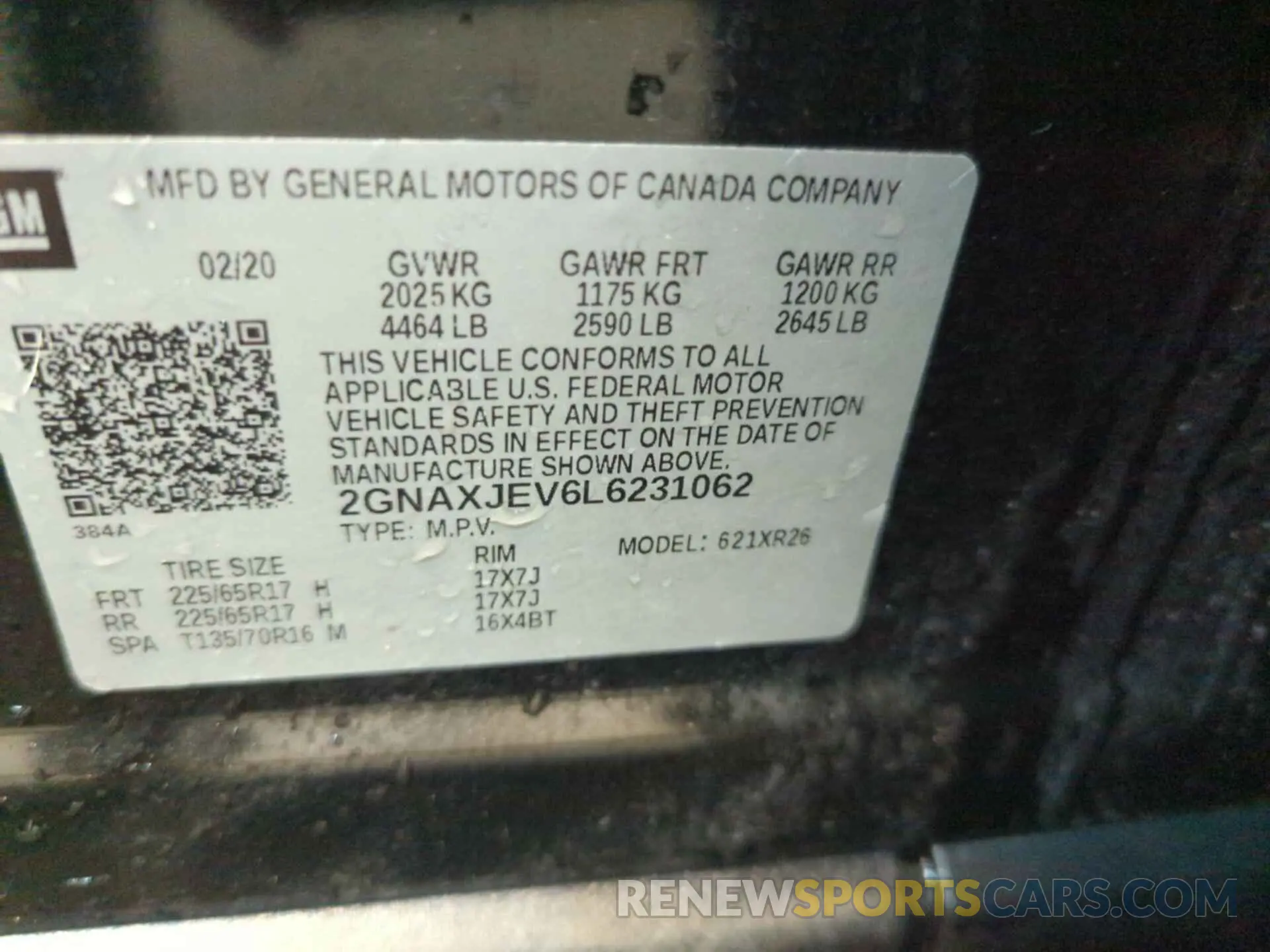 23 Photograph of a damaged car 2GNAXJEV6L6231062 CHEVROLET EQUINOX 2020