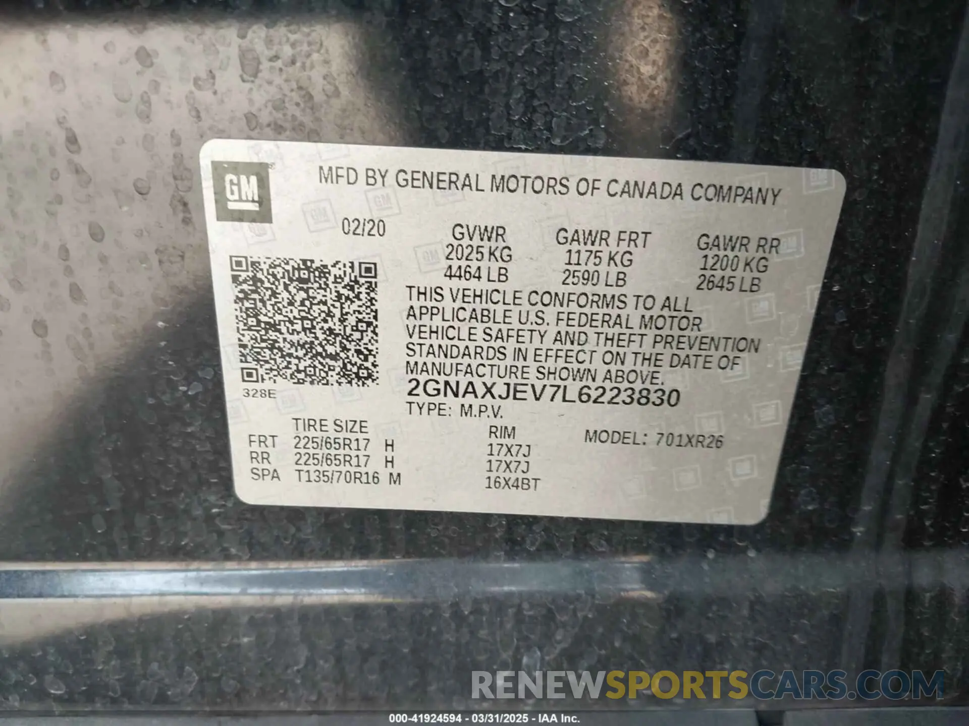 9 Photograph of a damaged car 2GNAXJEV7L6223830 CHEVROLET EQUINOX 2020