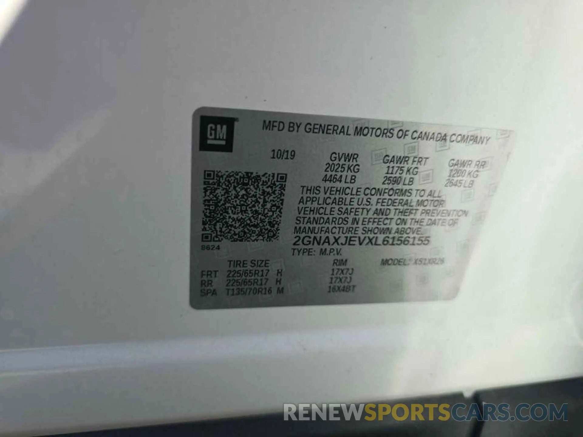 10 Фотография поврежденного автомобиля 2GNAXJEVXL6156155 CHEVROLET EQUINOX 2020