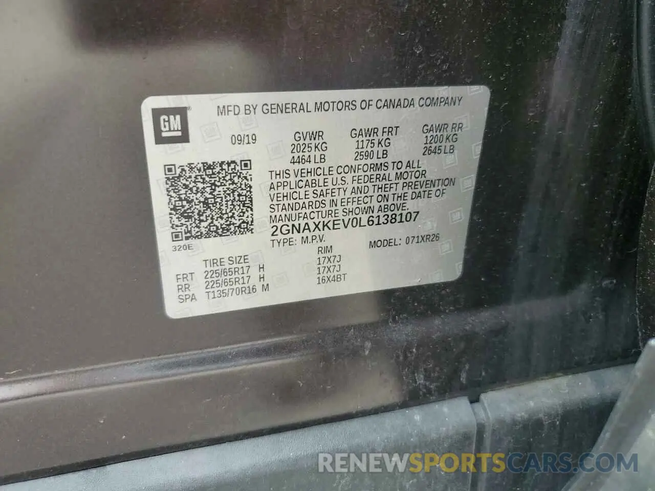 12 Photograph of a damaged car 2GNAXKEV0L6138107 CHEVROLET EQUINOX 2020