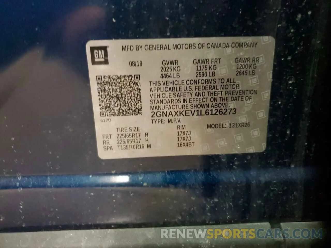 13 Фотография поврежденного автомобиля 2GNAXKEV1L6126273 CHEVROLET EQUINOX 2020