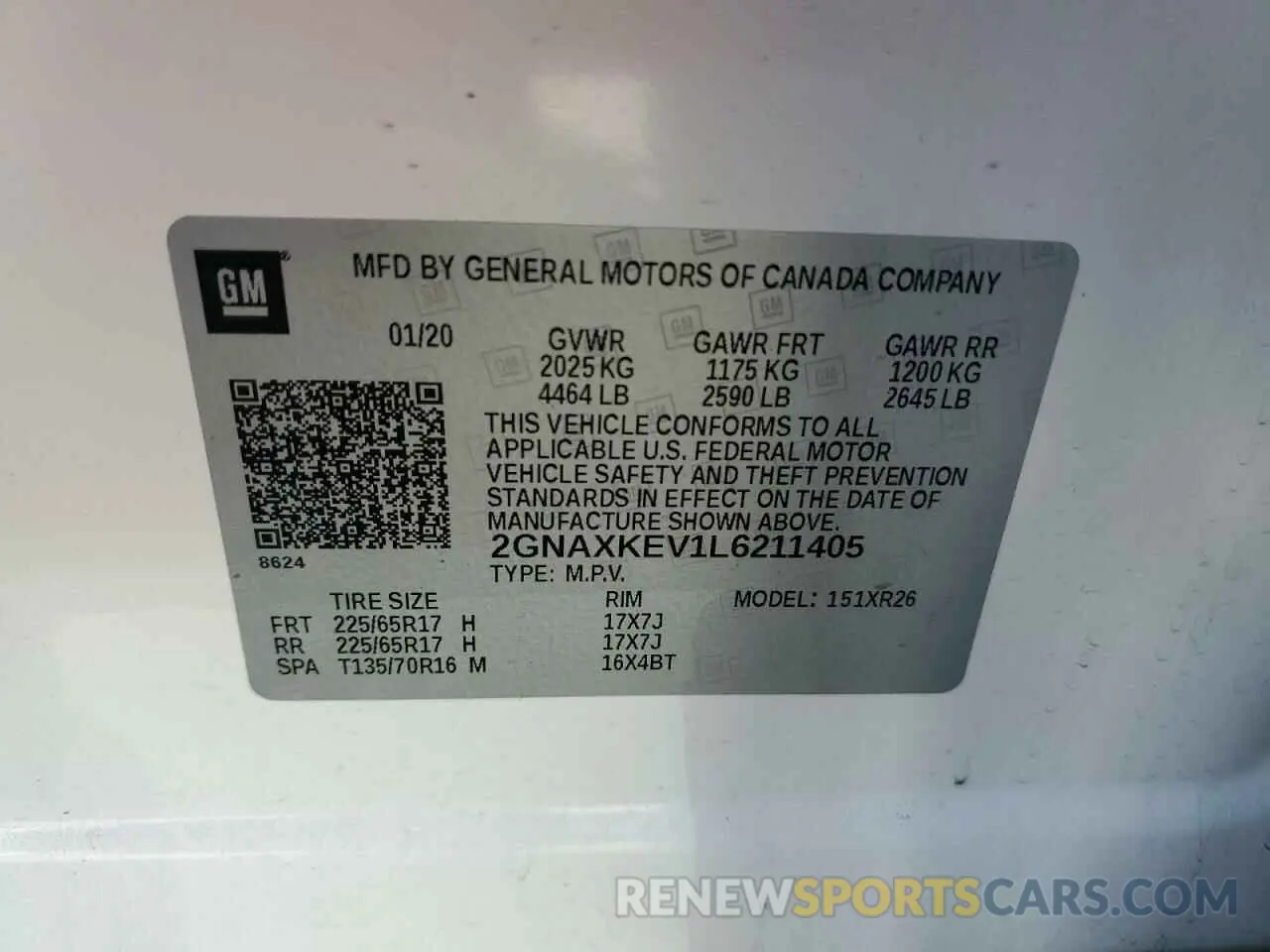 12 Фотография поврежденного автомобиля 2GNAXKEV1L6211405 CHEVROLET EQUINOX 2020