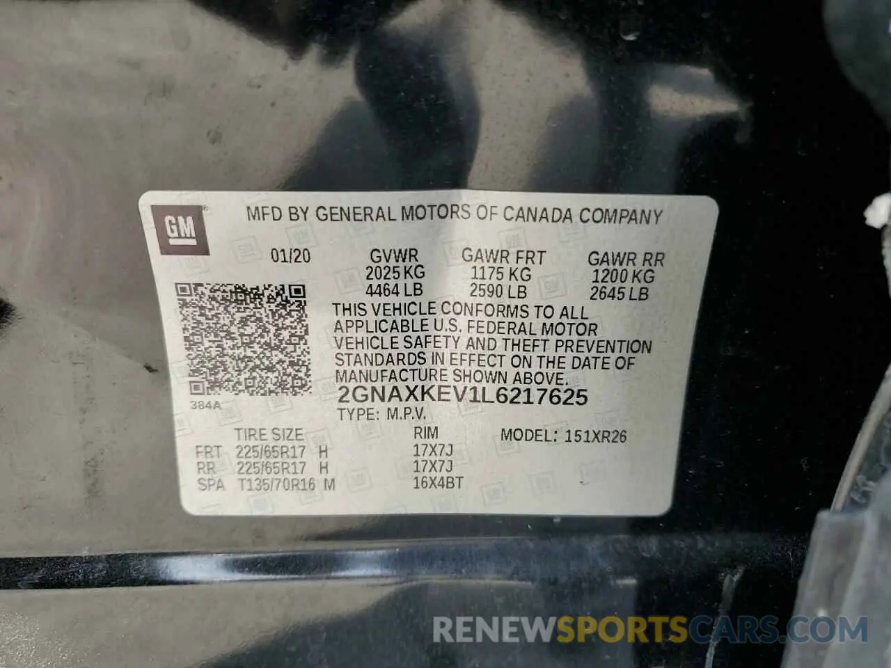 15 Photograph of a damaged car 2GNAXKEV1L6217625 CHEVROLET EQUINOX 2020