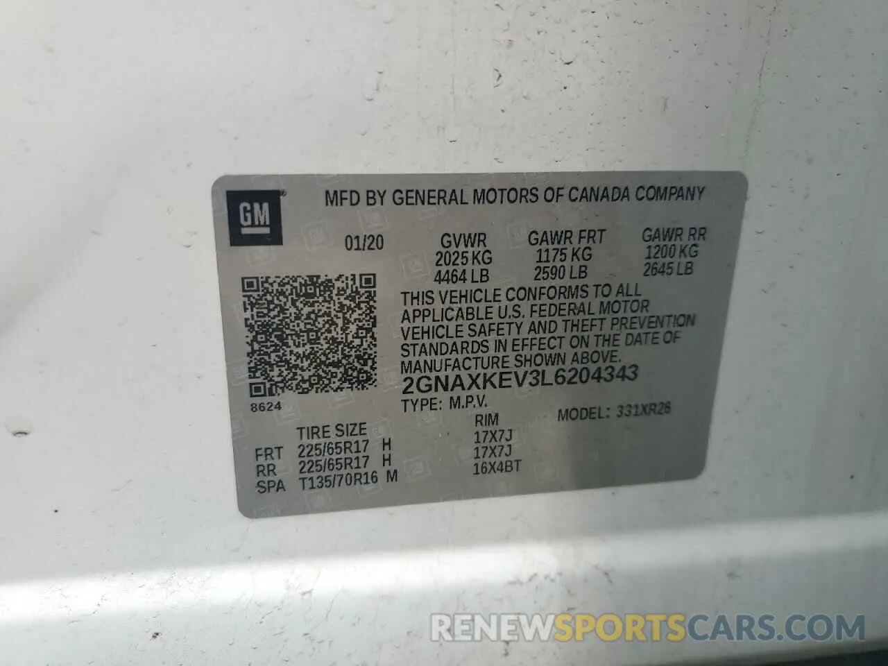 13 Photograph of a damaged car 2GNAXKEV3L6204343 CHEVROLET EQUINOX 2020