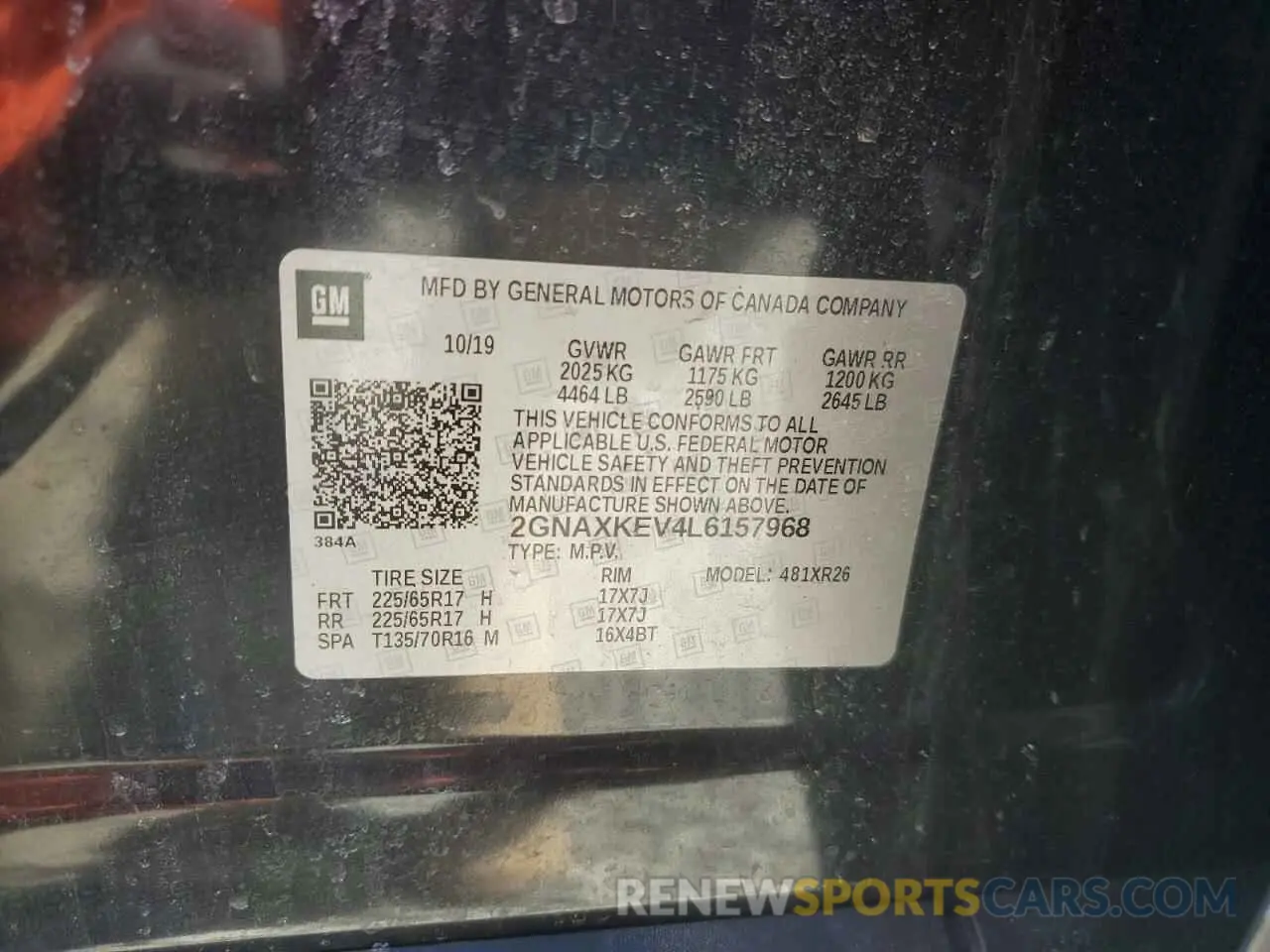 14 Фотография поврежденного автомобиля 2GNAXKEV4L6157968 CHEVROLET EQUINOX 2020