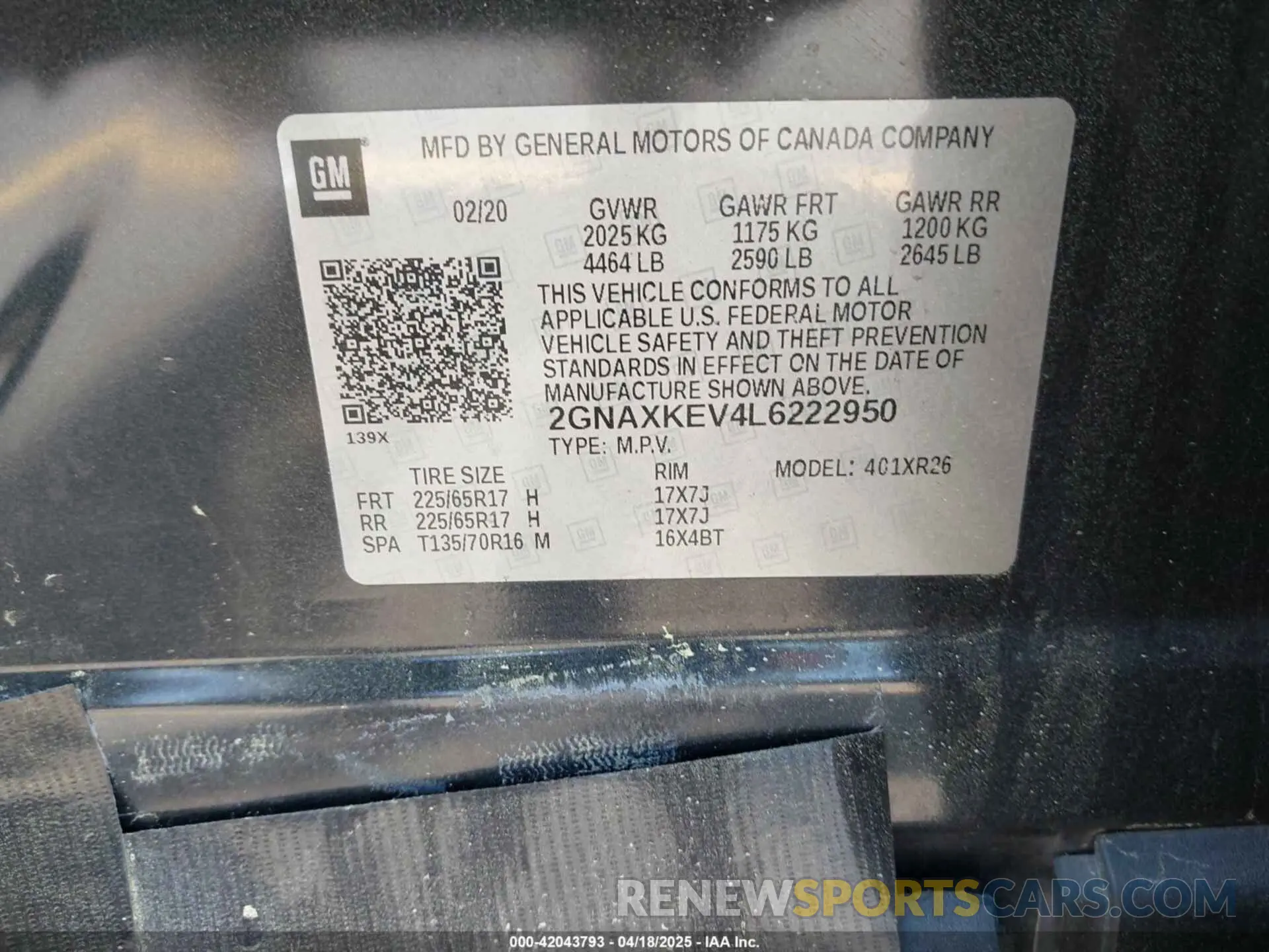 9 Фотография поврежденного автомобиля 2GNAXKEV4L6222950 CHEVROLET EQUINOX 2020