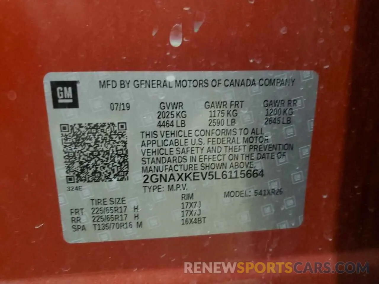 13 Photograph of a damaged car 2GNAXKEV5L6115664 CHEVROLET EQUINOX 2020