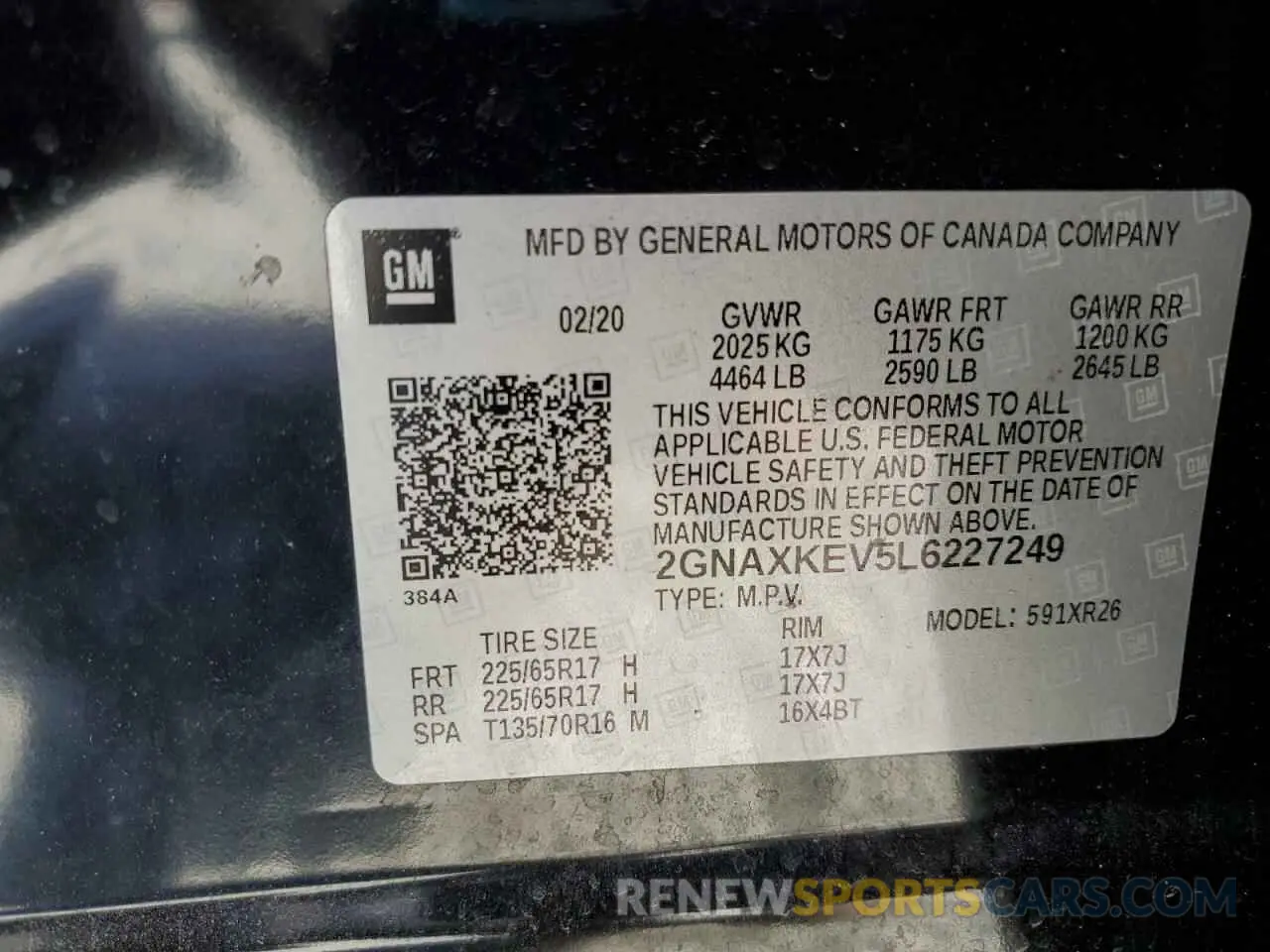 15 Photograph of a damaged car 2GNAXKEV5L6227249 CHEVROLET EQUINOX 2020