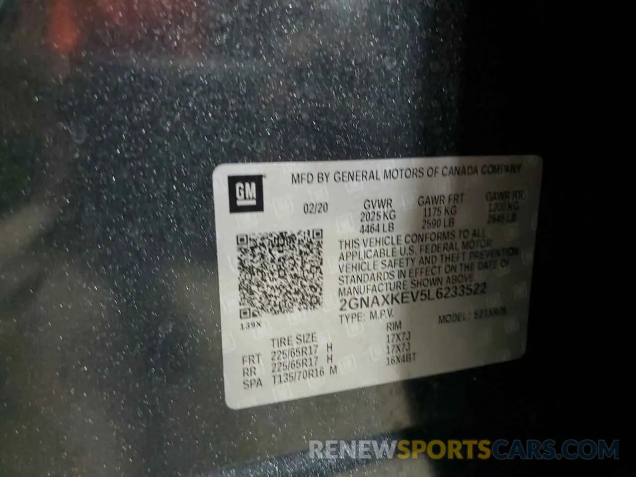 15 Photograph of a damaged car 2GNAXKEV5L6233522 CHEVROLET EQUINOX 2020