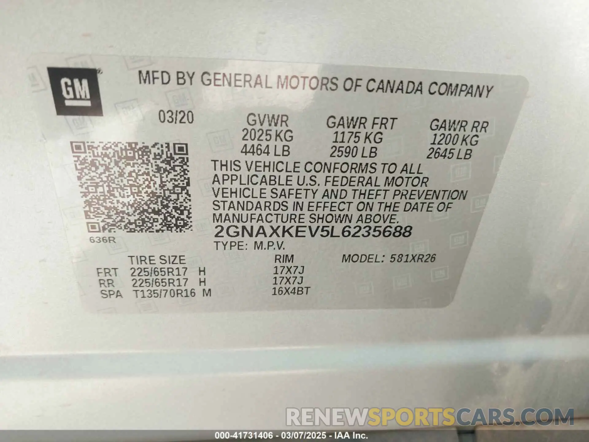 9 Photograph of a damaged car 2GNAXKEV5L6235688 CHEVROLET EQUINOX 2020