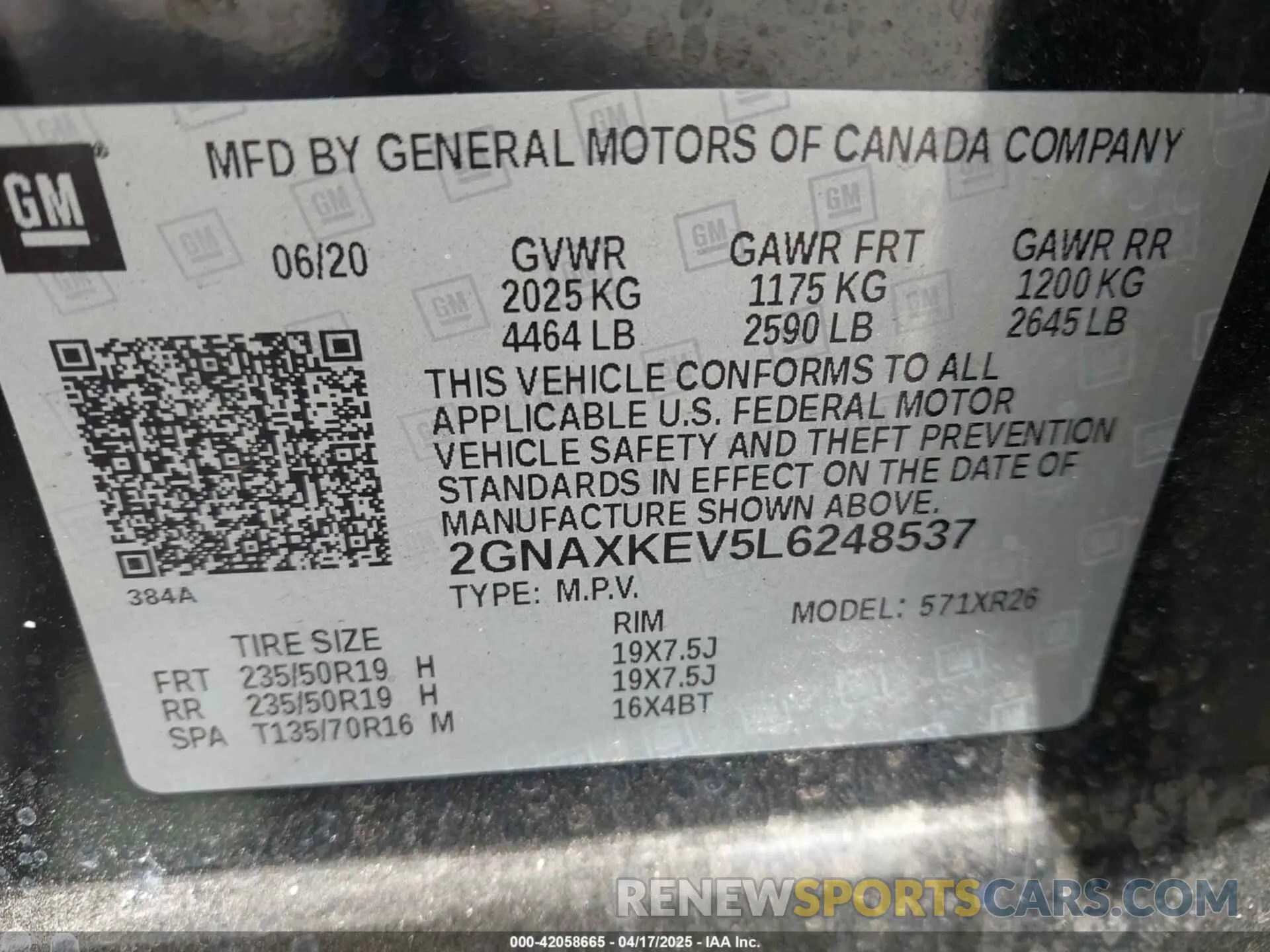 9 Фотография поврежденного автомобиля 2GNAXKEV5L6248537 CHEVROLET EQUINOX 2020
