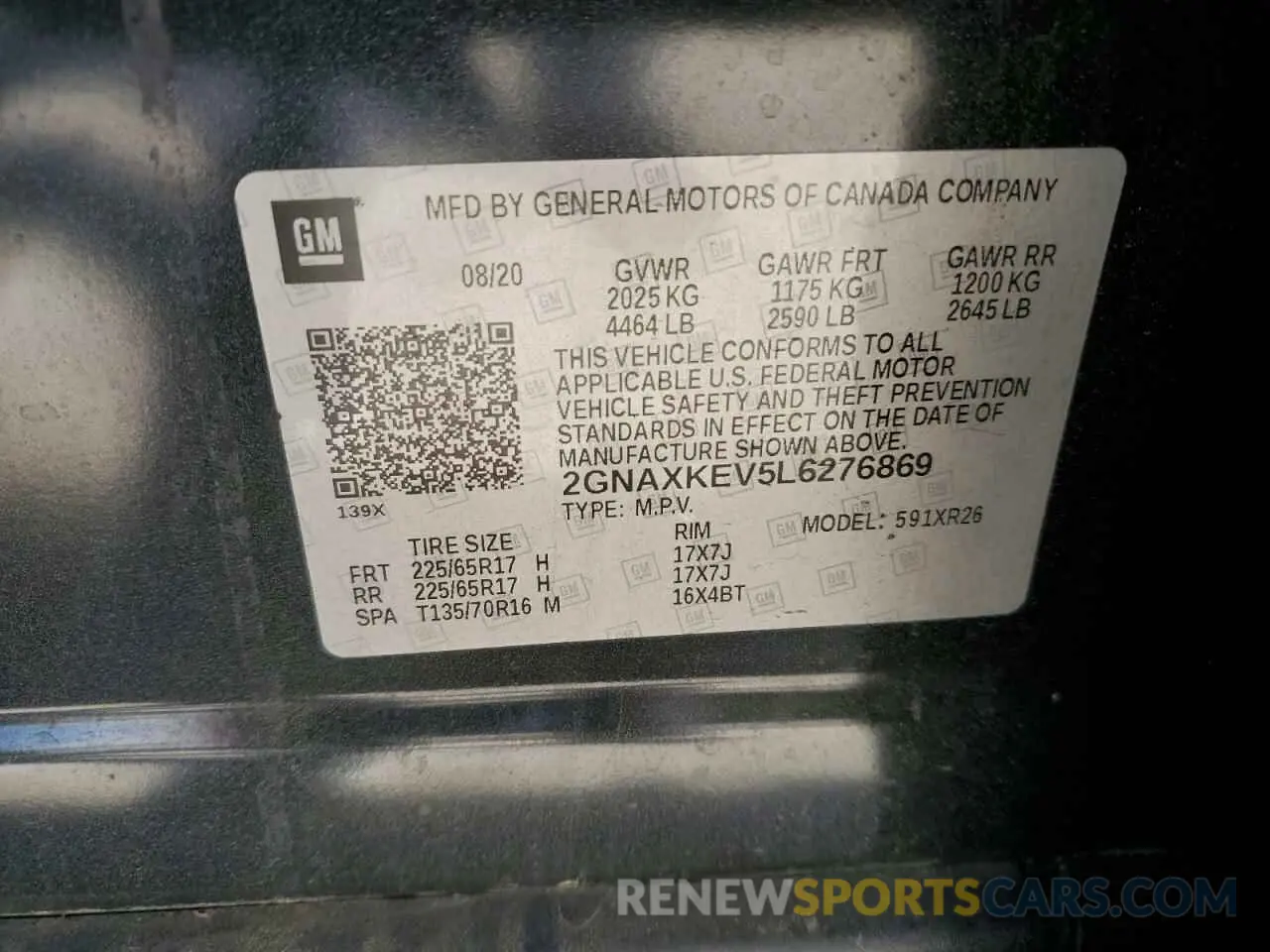 13 Photograph of a damaged car 2GNAXKEV5L6276869 CHEVROLET EQUINOX 2020