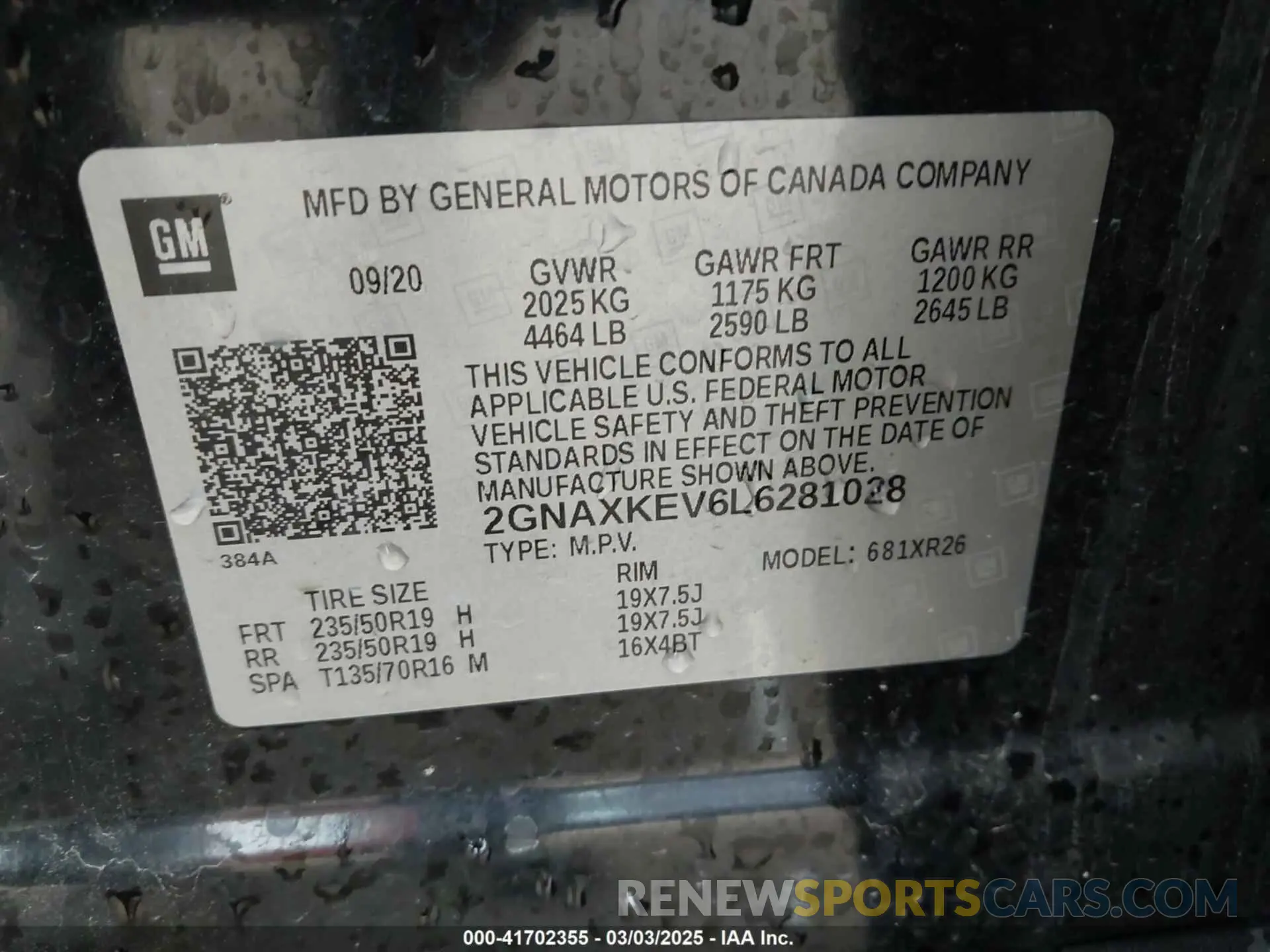 9 Photograph of a damaged car 2GNAXKEV6L6281028 CHEVROLET EQUINOX 2020
