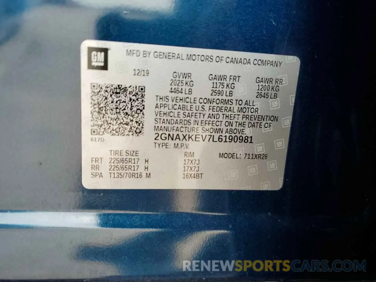 14 Photograph of a damaged car 2GNAXKEV7L6190981 CHEVROLET EQUINOX 2020