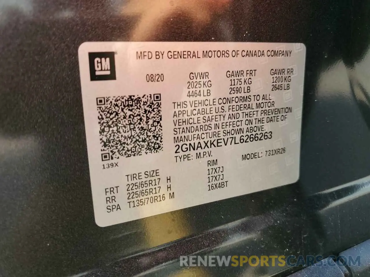 13 Photograph of a damaged car 2GNAXKEV7L6266263 CHEVROLET EQUINOX 2020