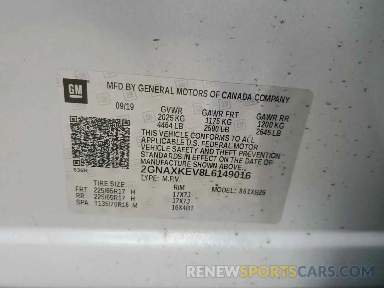 13 Photograph of a damaged car 2GNAXKEV8L6149016 CHEVROLET EQUINOX 2020