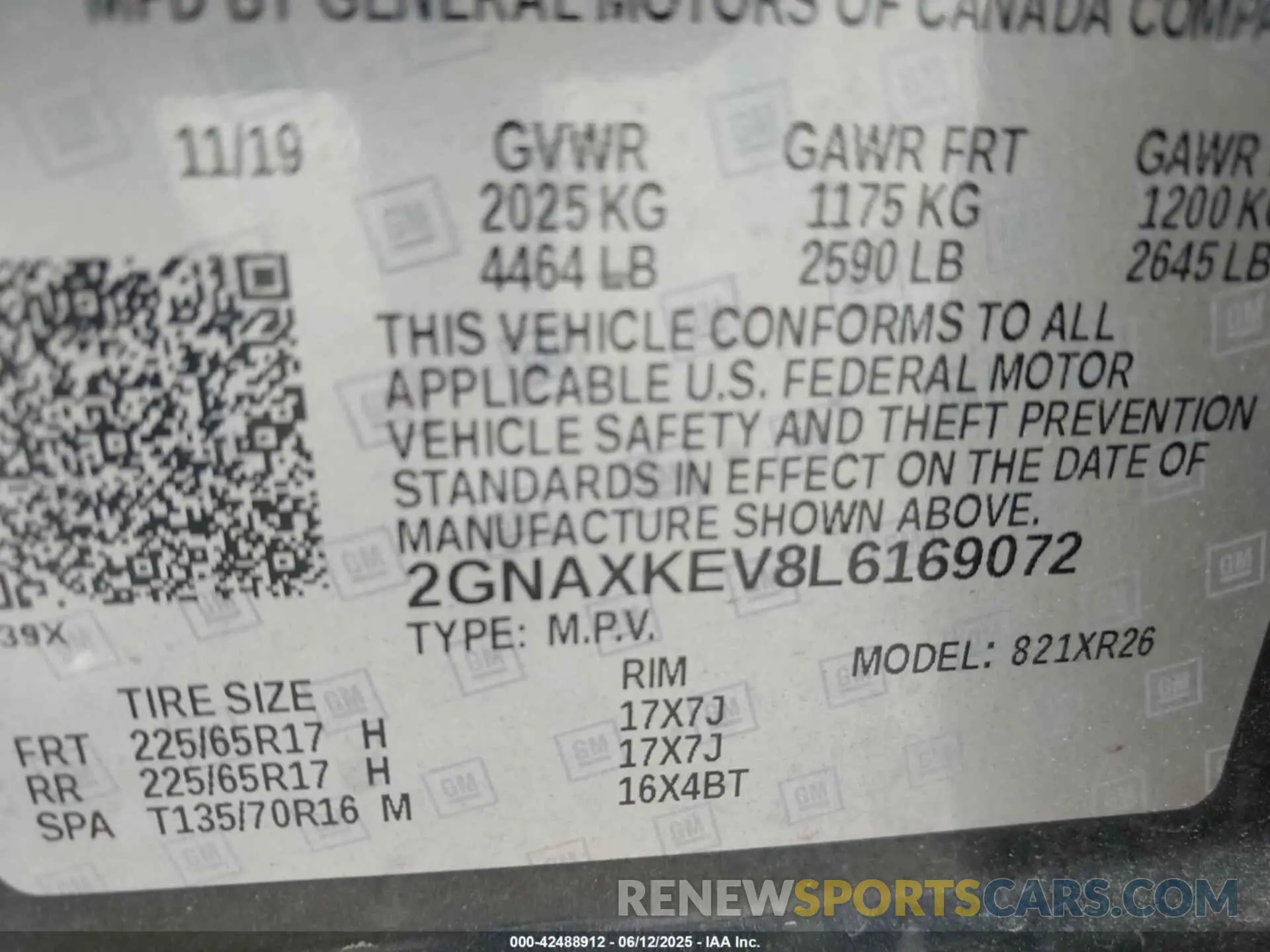 9 Фотография поврежденного автомобиля 2GNAXKEV8L6169072 CHEVROLET EQUINOX 2020