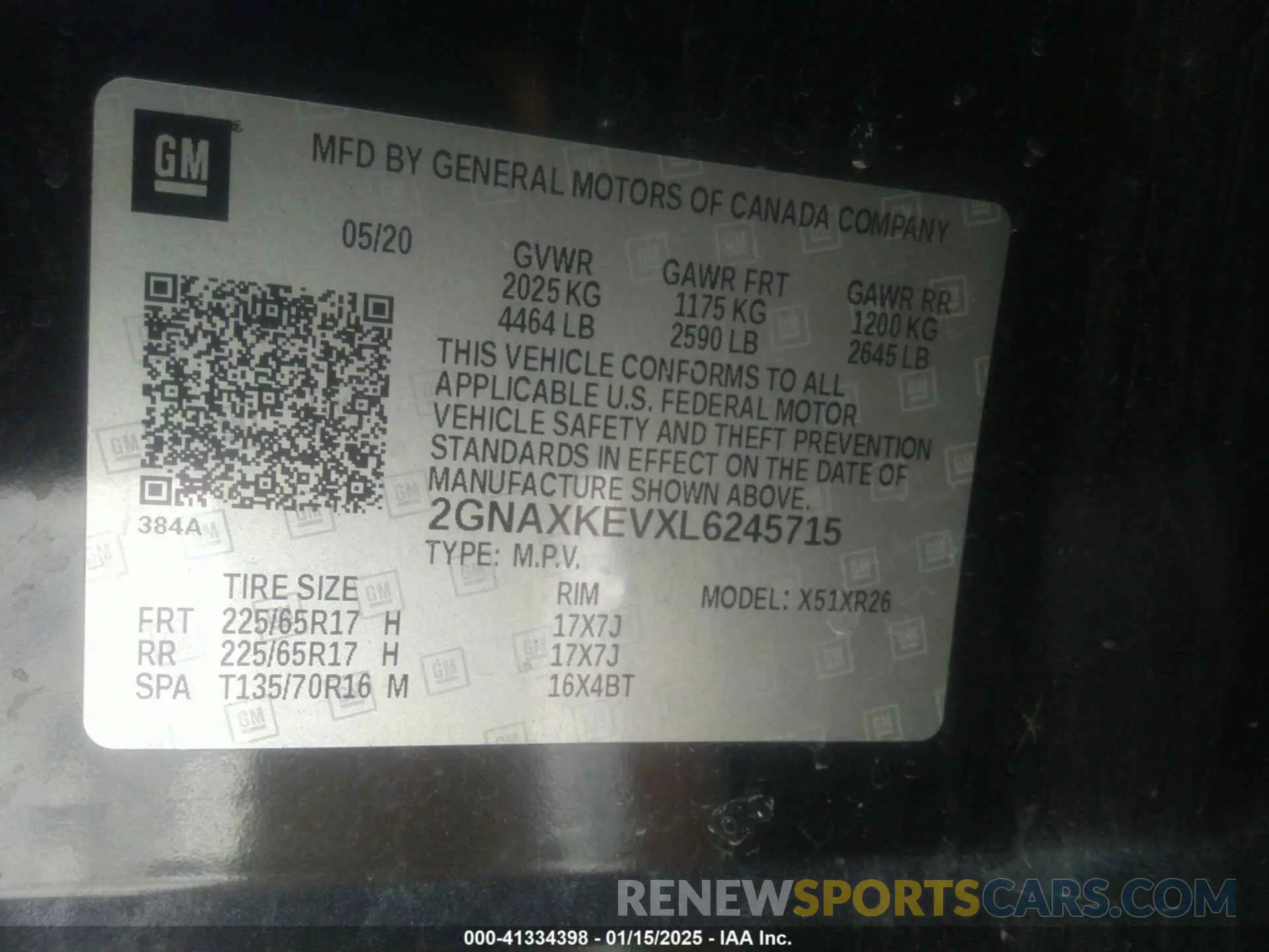 9 Photograph of a damaged car 2GNAXKEVXL6245715 CHEVROLET EQUINOX 2020