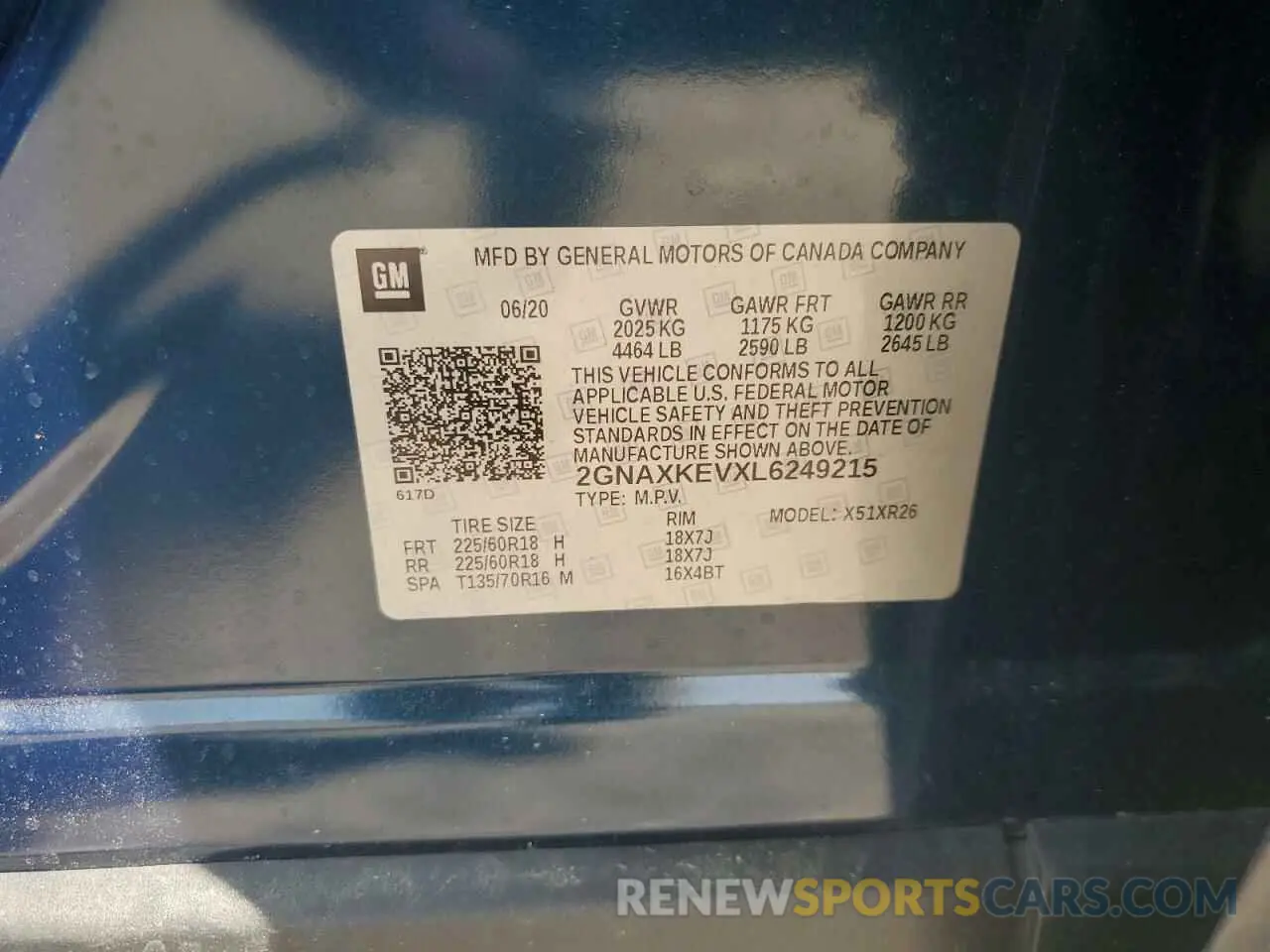 13 Photograph of a damaged car 2GNAXKEVXL6249215 CHEVROLET EQUINOX 2020