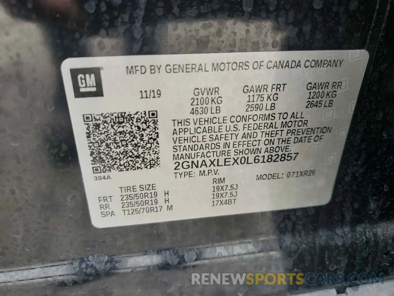 14 Photograph of a damaged car 2GNAXLEX0L6182857 CHEVROLET EQUINOX 2020