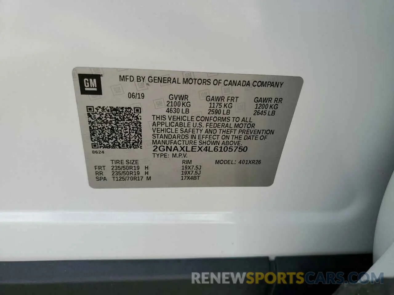 13 Photograph of a damaged car 2GNAXLEX4L6105750 CHEVROLET EQUINOX 2020