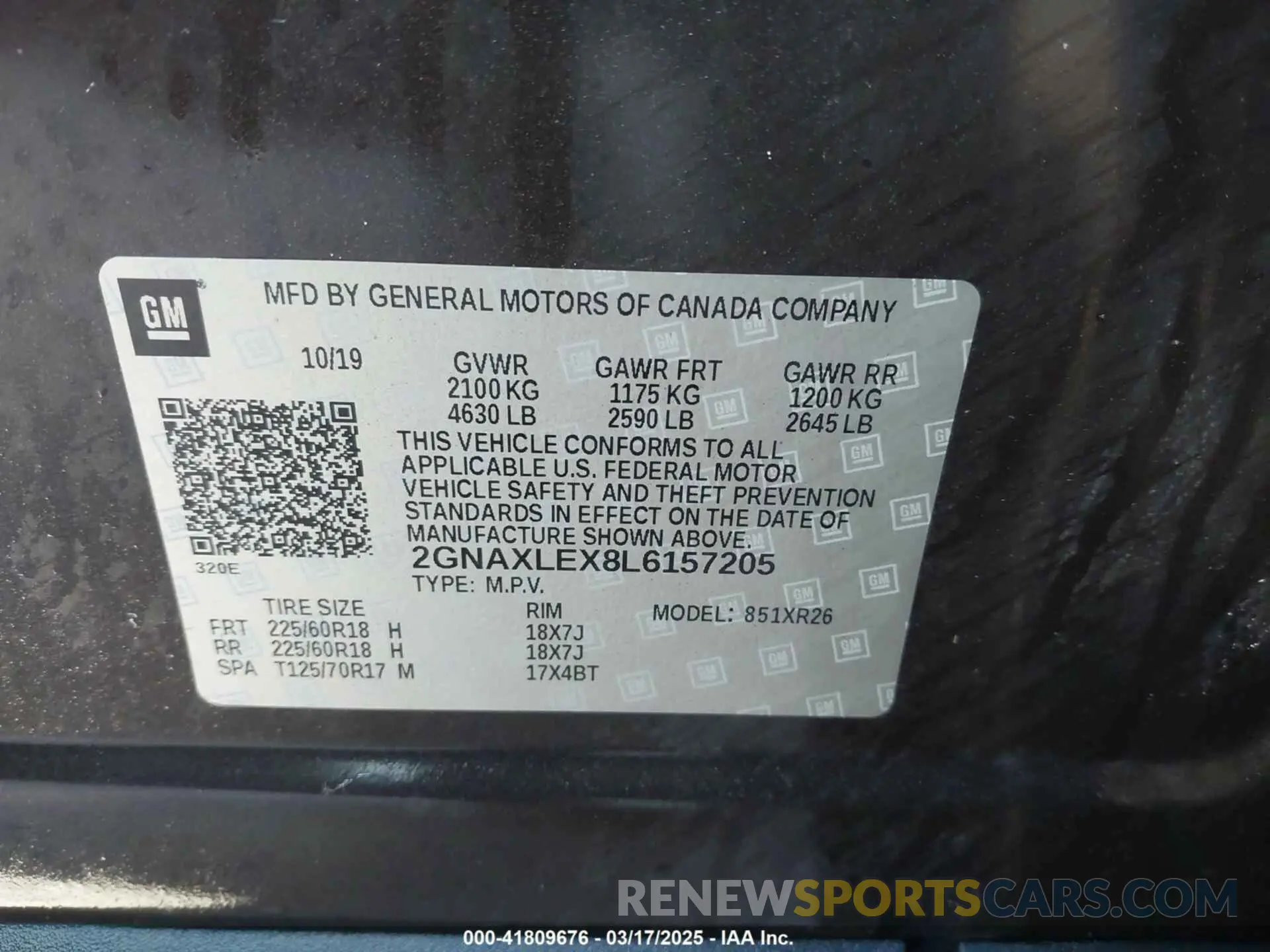 9 Фотография поврежденного автомобиля 2GNAXLEX8L6157205 CHEVROLET EQUINOX 2020