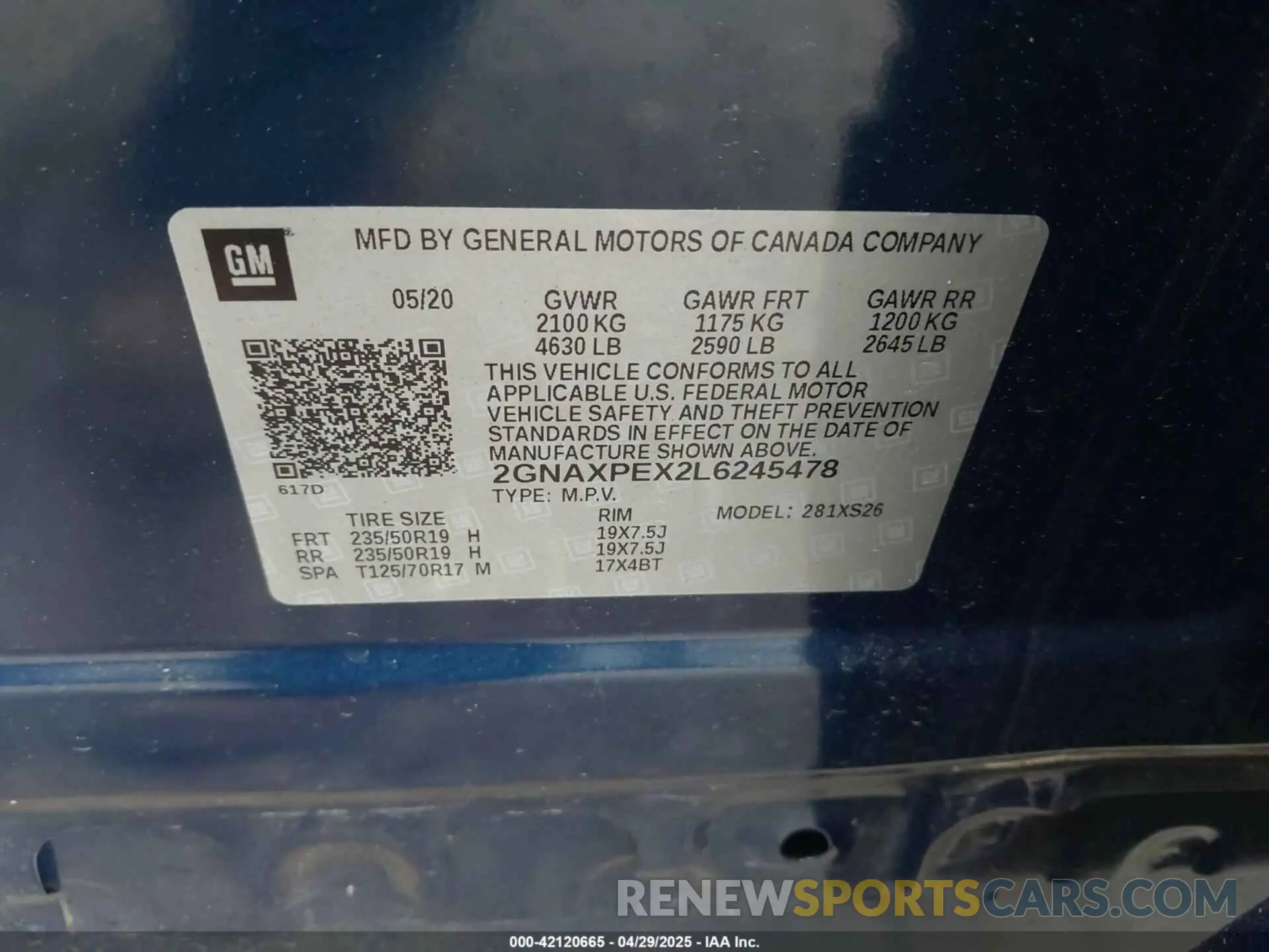 9 Photograph of a damaged car 2GNAXPEX2L6245478 CHEVROLET EQUINOX 2020