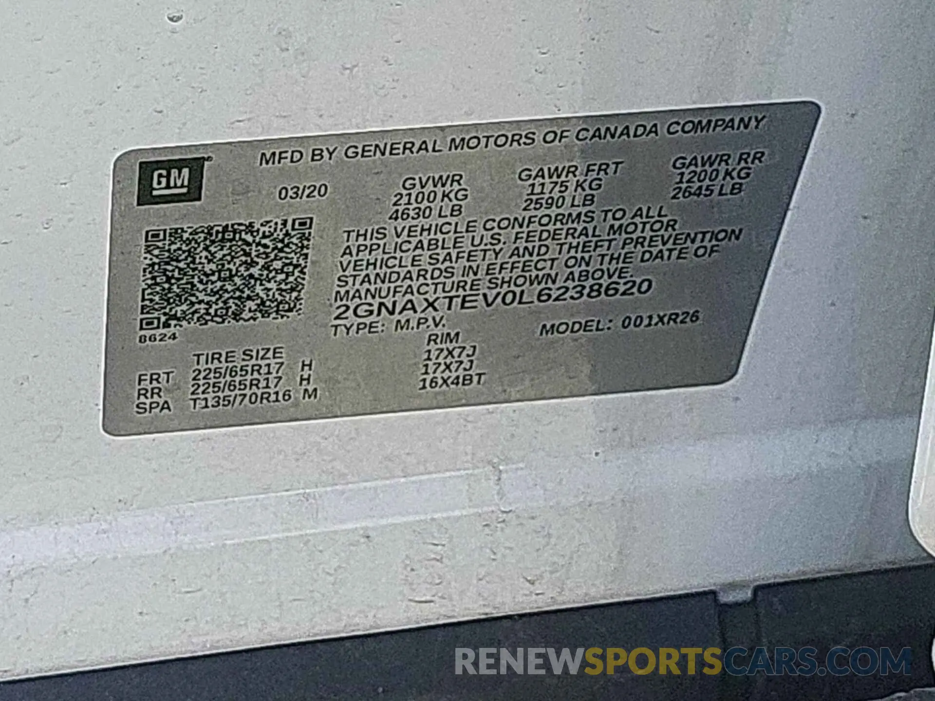 45 Photograph of a damaged car 2GNAXTEV0L6238620 CHEVROLET EQUINOX 2020